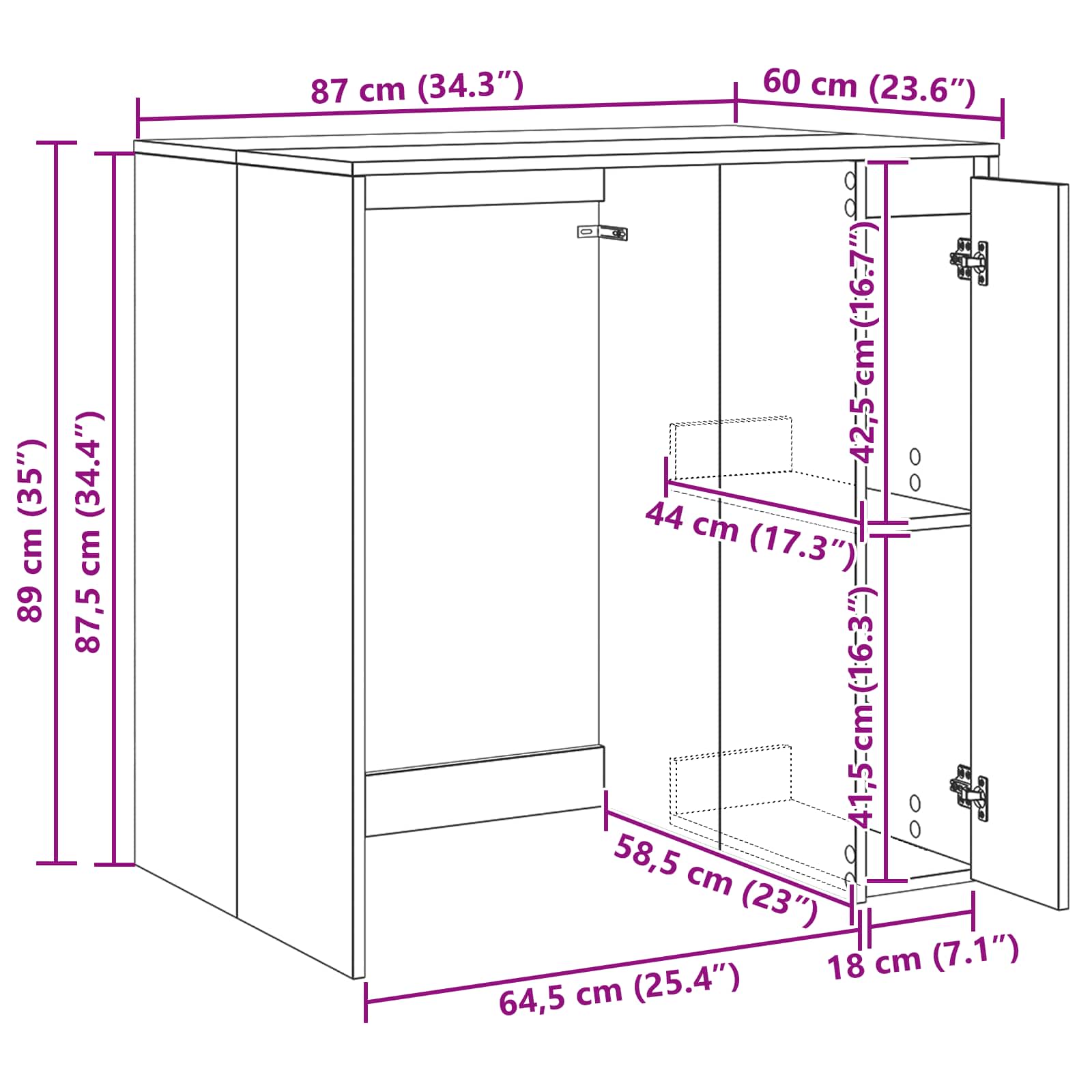 Armoire pour machine à laver Gris Sonoma 87 x 60 x 89 cm - XIOS