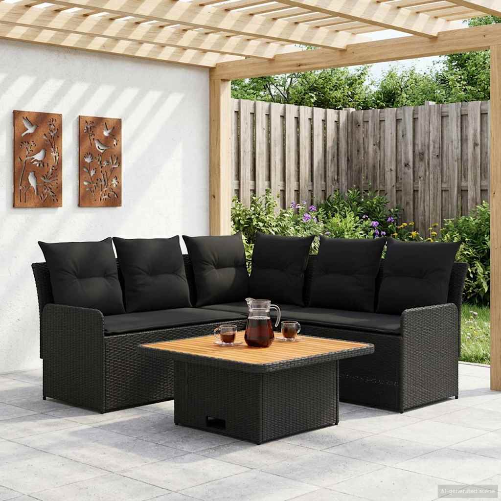 Ensembles de meubles avec oreiller 4 pcs Noir Rotin PE - XIOS