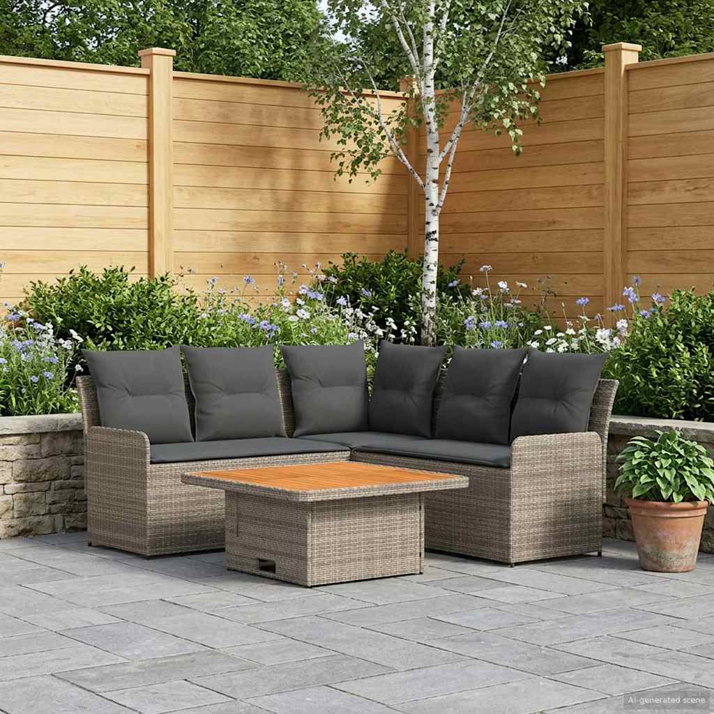 Ensembles de meubles 4 pcs Gris et Gris foncé Rotin PE - XIOS
