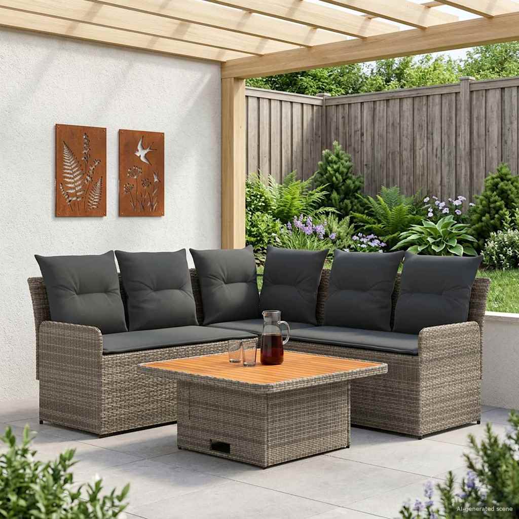 Ensembles de meubles 4 pcs Gris et Gris foncé Rotin PE - XIOS