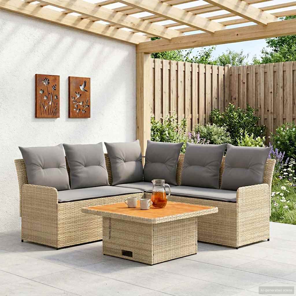 Ensembles de meubles 4 pcs Beige et Gris clair Rotin PE - XIOS