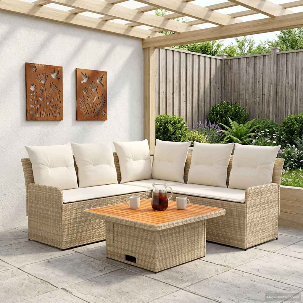 Ensembles de meubles 4 pcs Beige et crème Rotin PE - XIOS