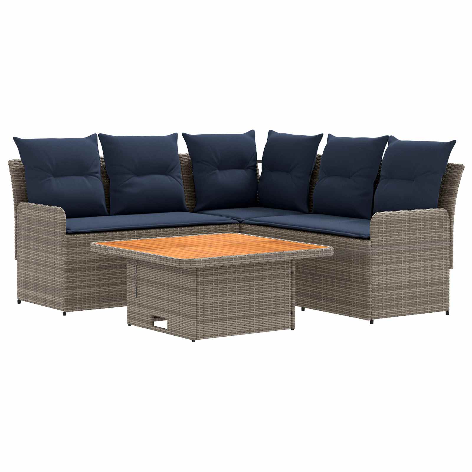 Ensembles de meubles 4 pcs Gris et bleu marine Rotin PE - XIOS