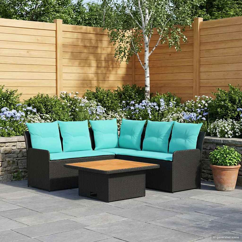 Ensembles de meubles 4 pcs Noir et turquoise Rotin PE - XIOS
