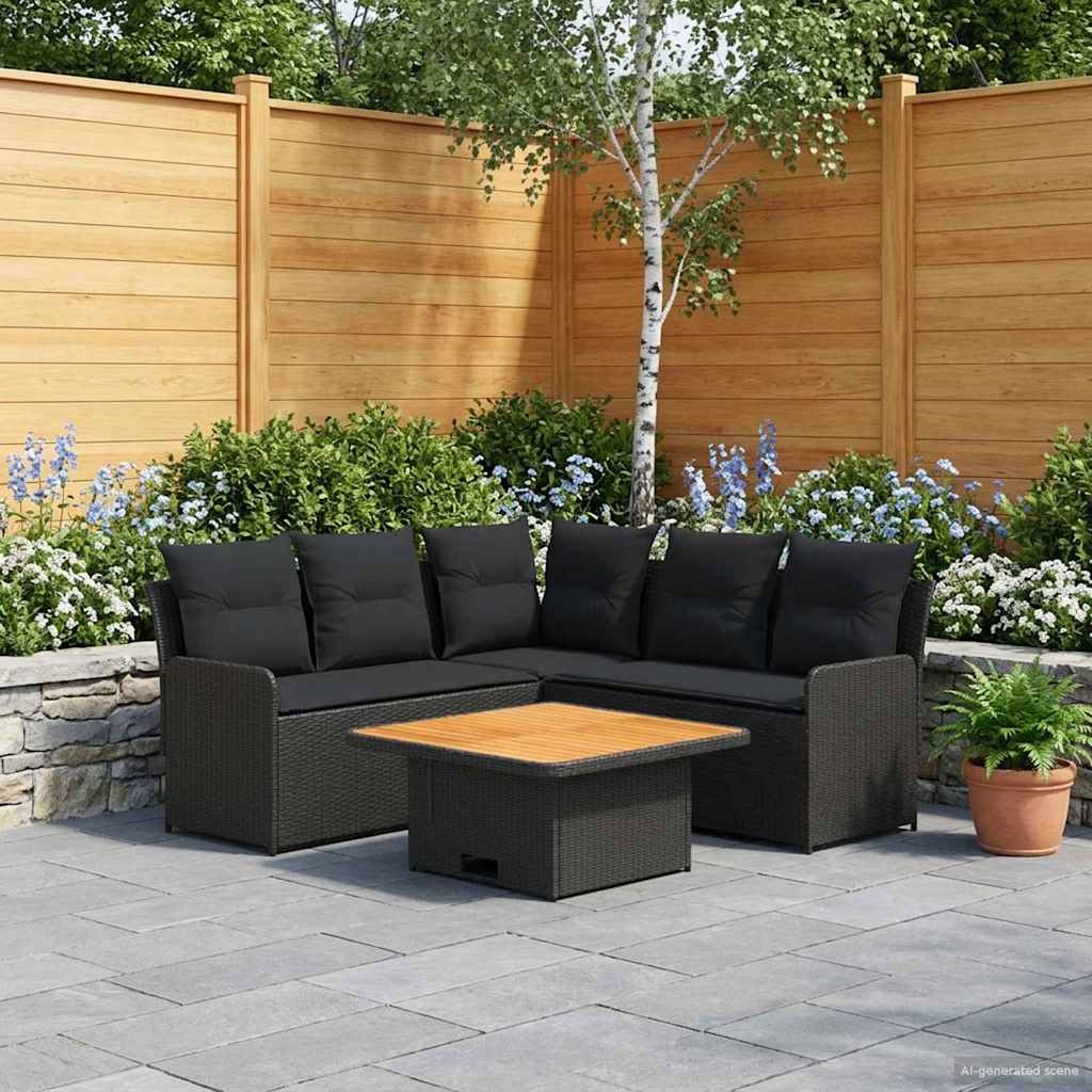 Ensembles de meubles avec oreiller 6 pcs Noir Rotin PE - XIOS