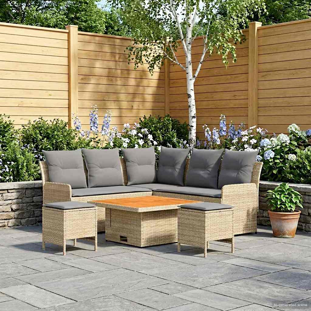 Ensembles de meubles 6 pcs Beige et Gris clair Rotin PE