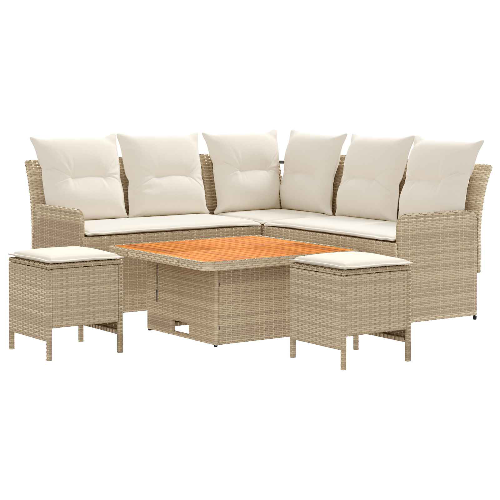Ensembles de meubles 6 pcs Beige et crème Rotin PE