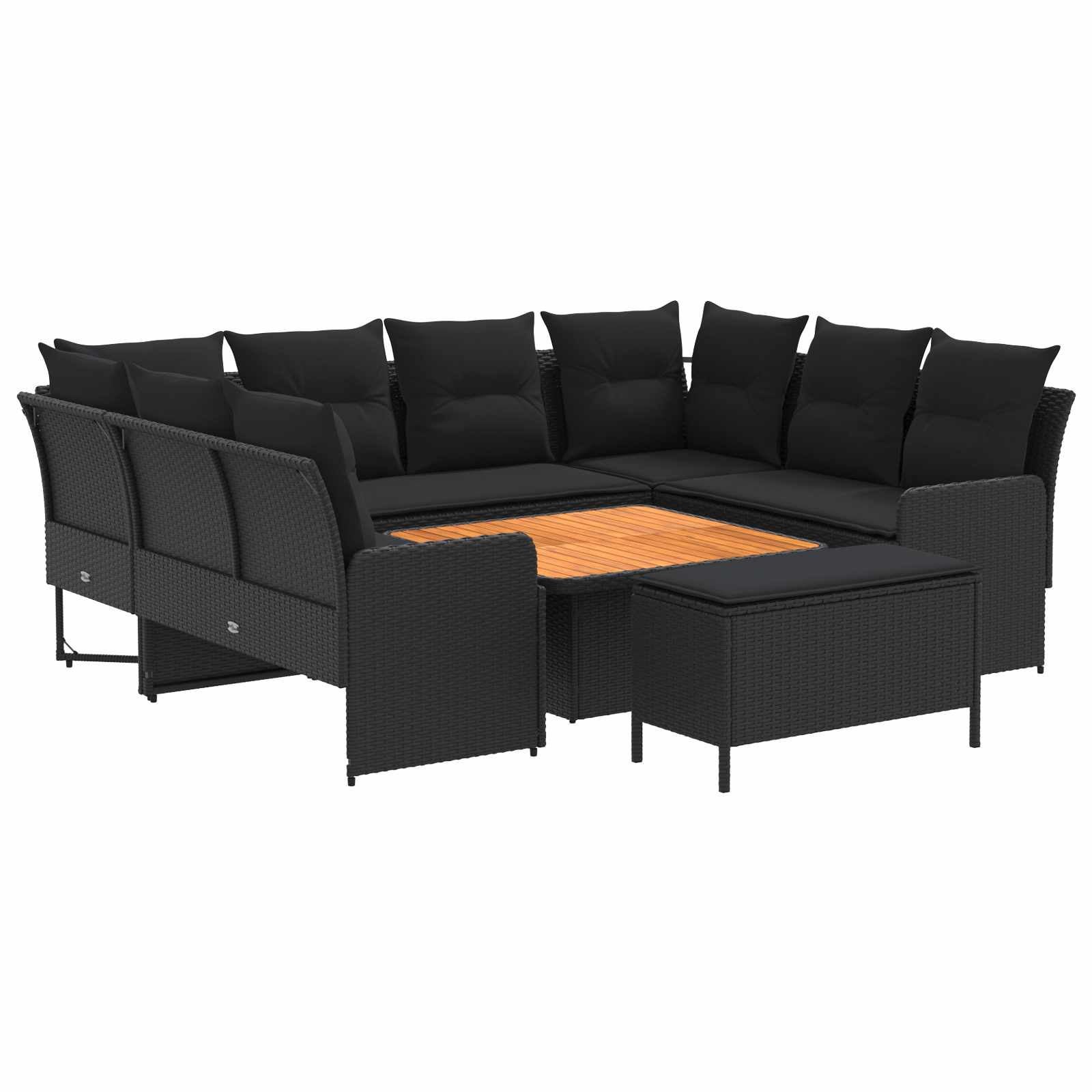Ensembles de meubles avec oreiller 7 pcs Noir Rotin PE - XIOS