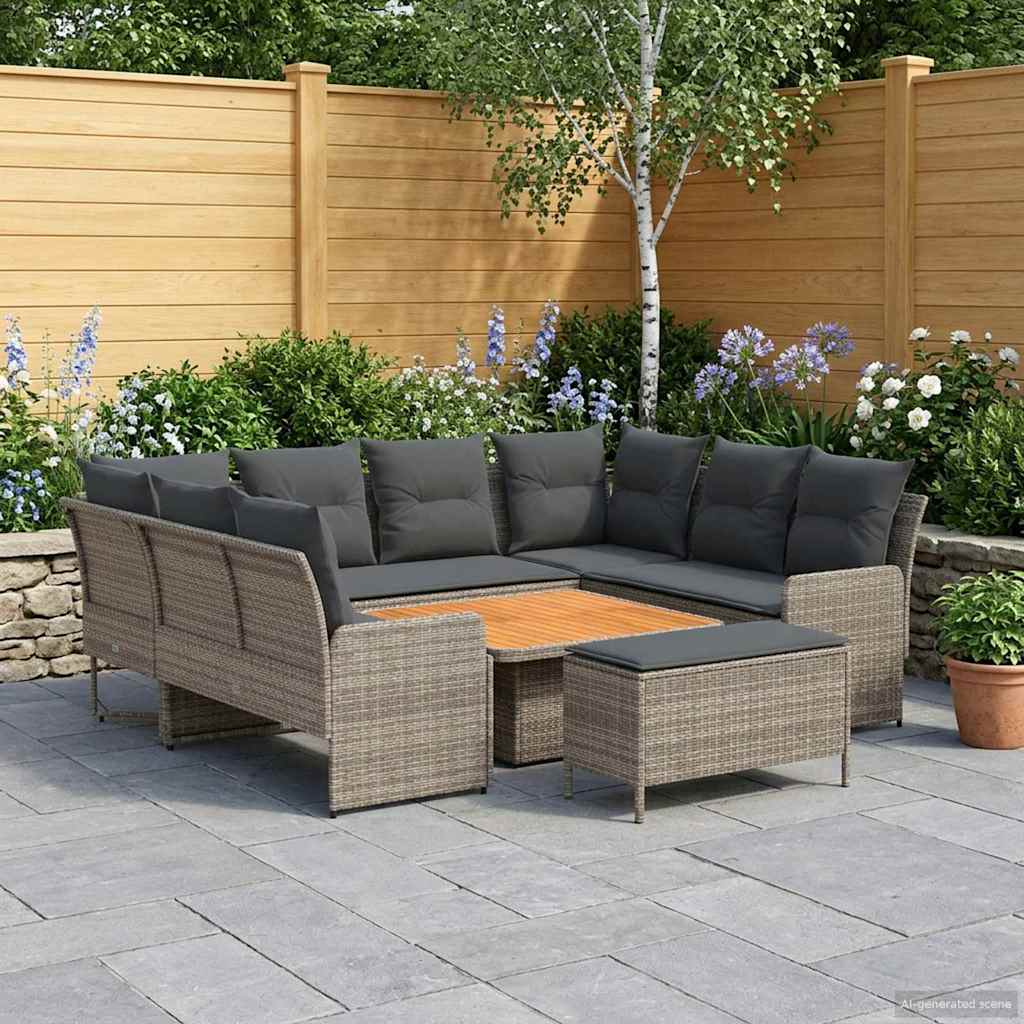Ensembles de meubles 7 pcs Gris et Gris foncé Rotin PE - XIOS