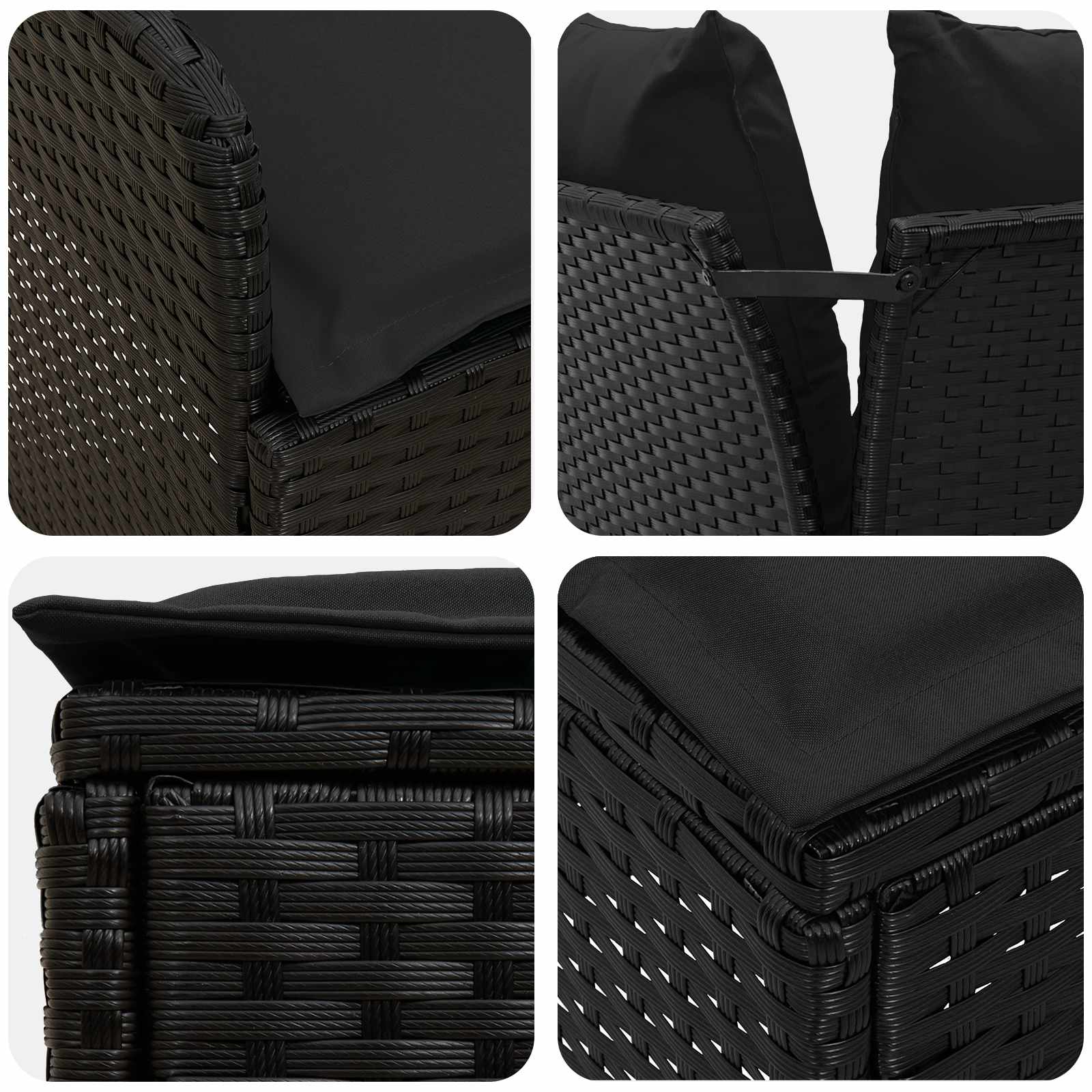 Ensembles de meubles avec oreiller 5 pcs Noir Rotin PE - XIOS