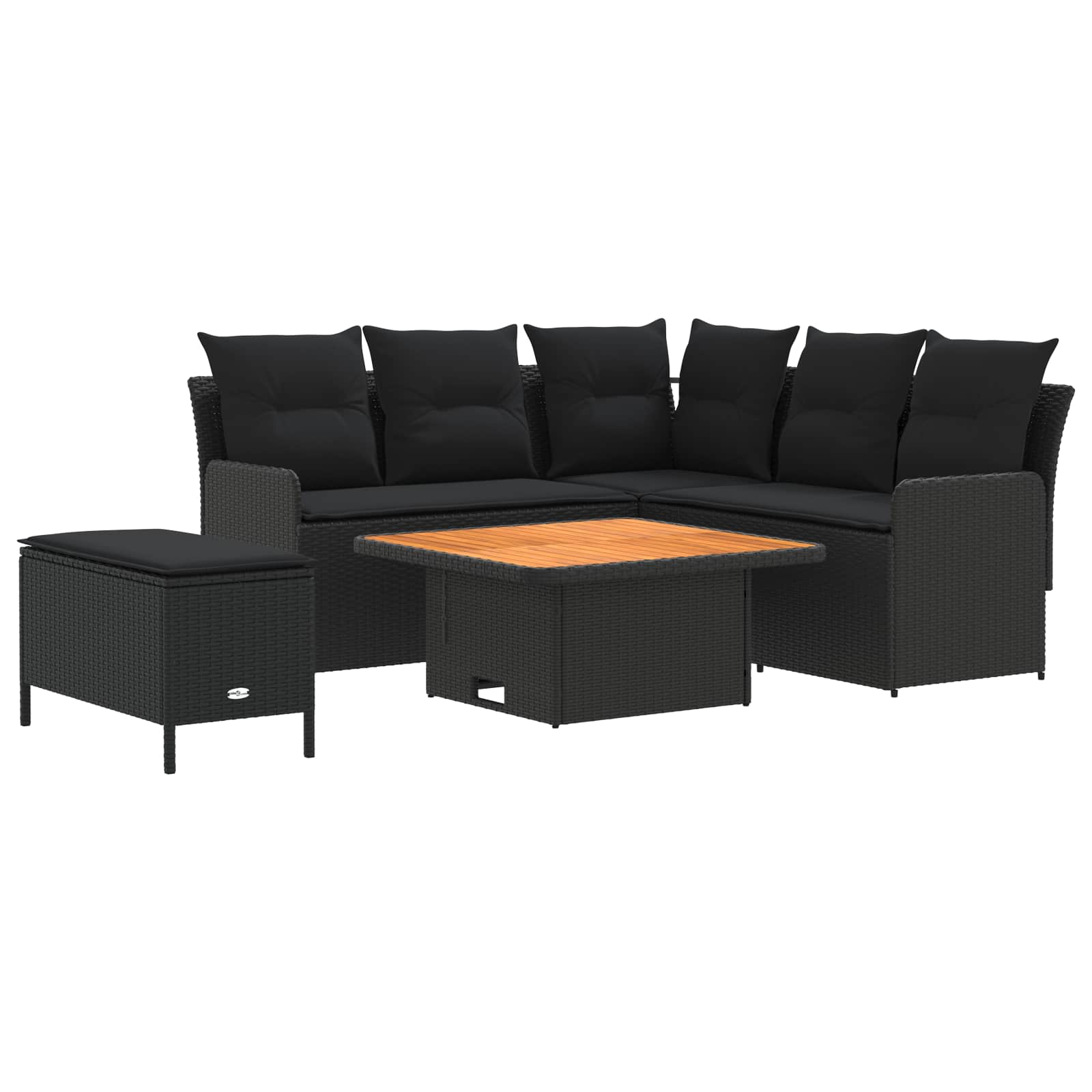 Ensembles de meubles avec oreiller 5 pcs Noir Rotin PE - XIOS