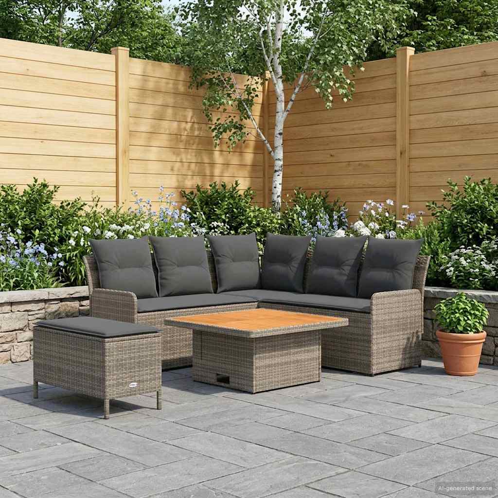Ensembles de meubles 5 pcs Gris et Gris foncé Rotin PE - XIOS