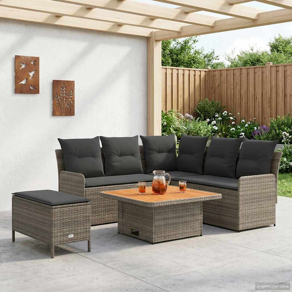 Ensembles de meubles 5 pcs Gris et Gris foncé Rotin PE - XIOS