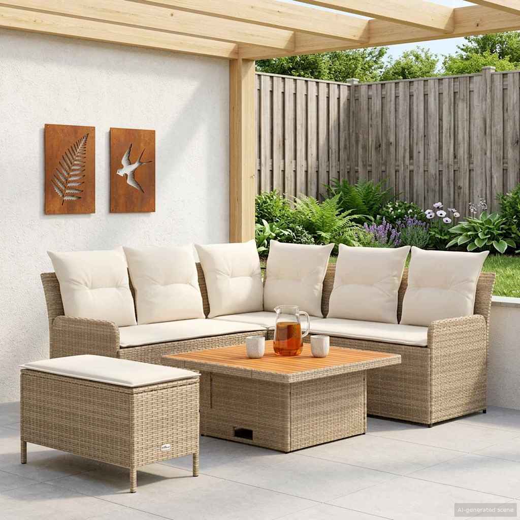 Ensembles de meubles 5 pcs Beige et crème Rotin PE - XIOS