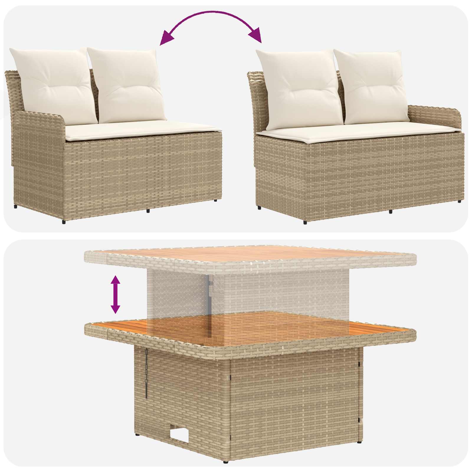 Ensembles de meubles 5 pcs Beige et crème Rotin PE - XIOS