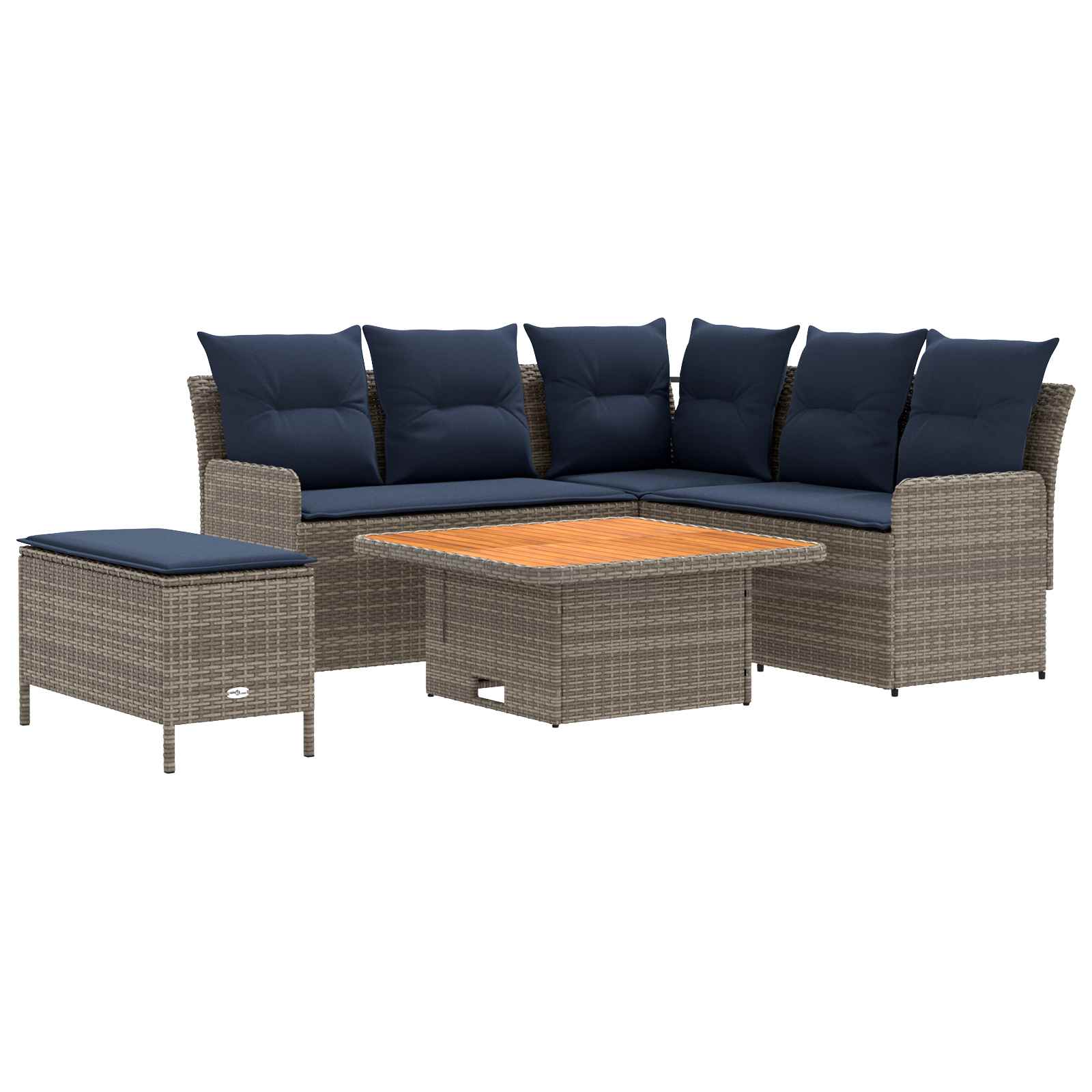 Ensembles de meubles 5 pcs Gris et bleu marine Rotin PE - XIOS