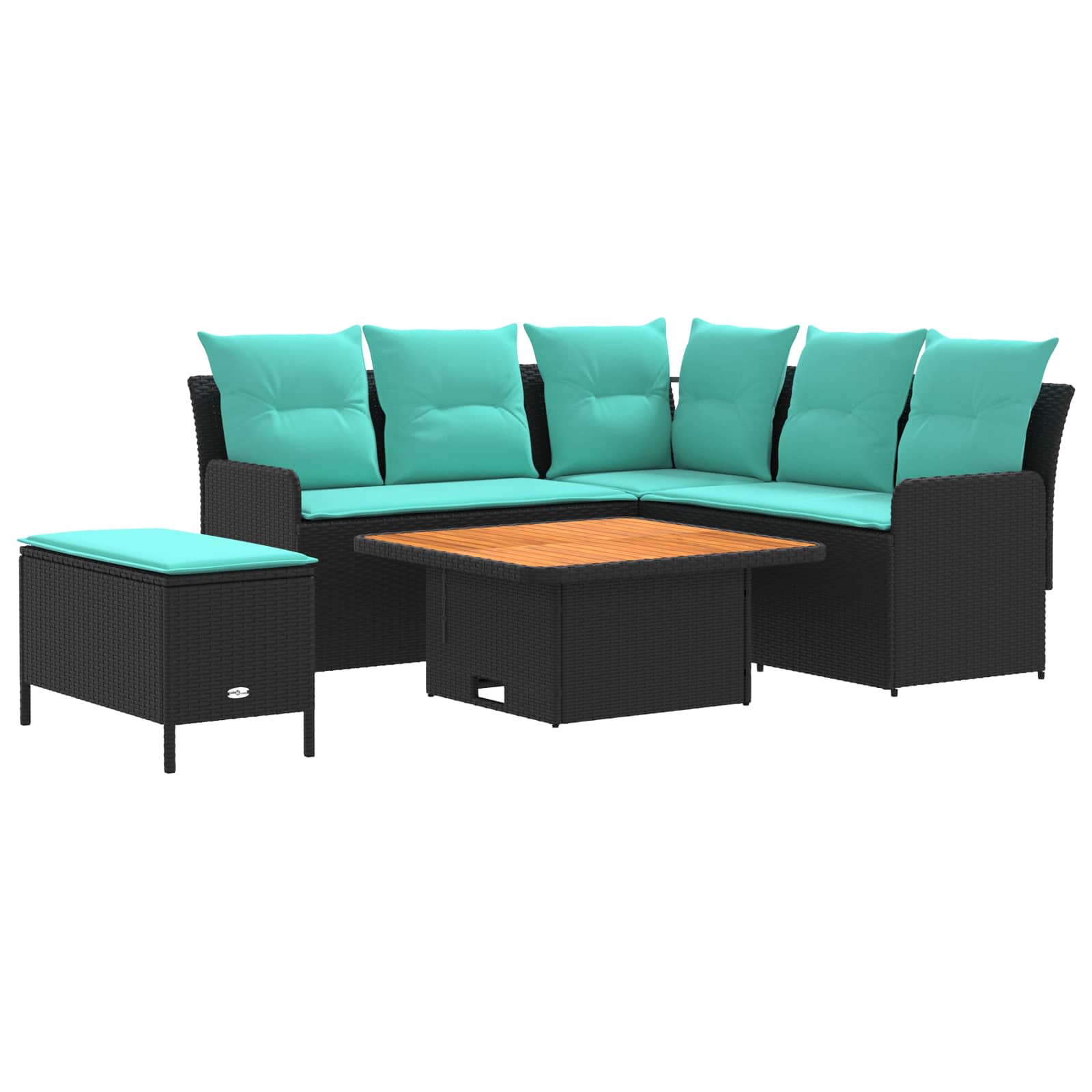 Ensembles de meubles 5 pcs Noir et turquoise Rotin PE - XIOS