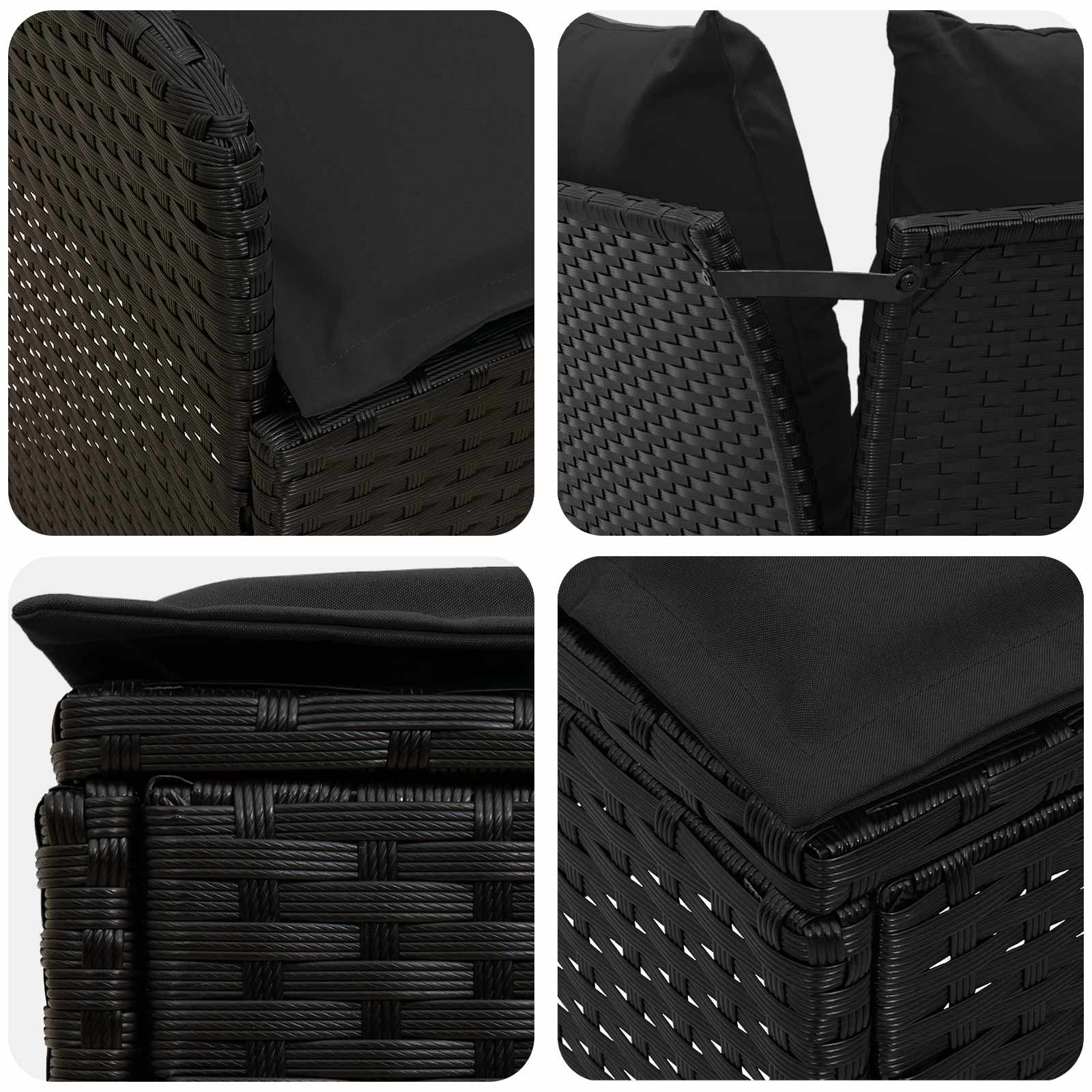 Ensembles de meubles avec oreiller 7 pcs Noir Rotin PE - XIOS