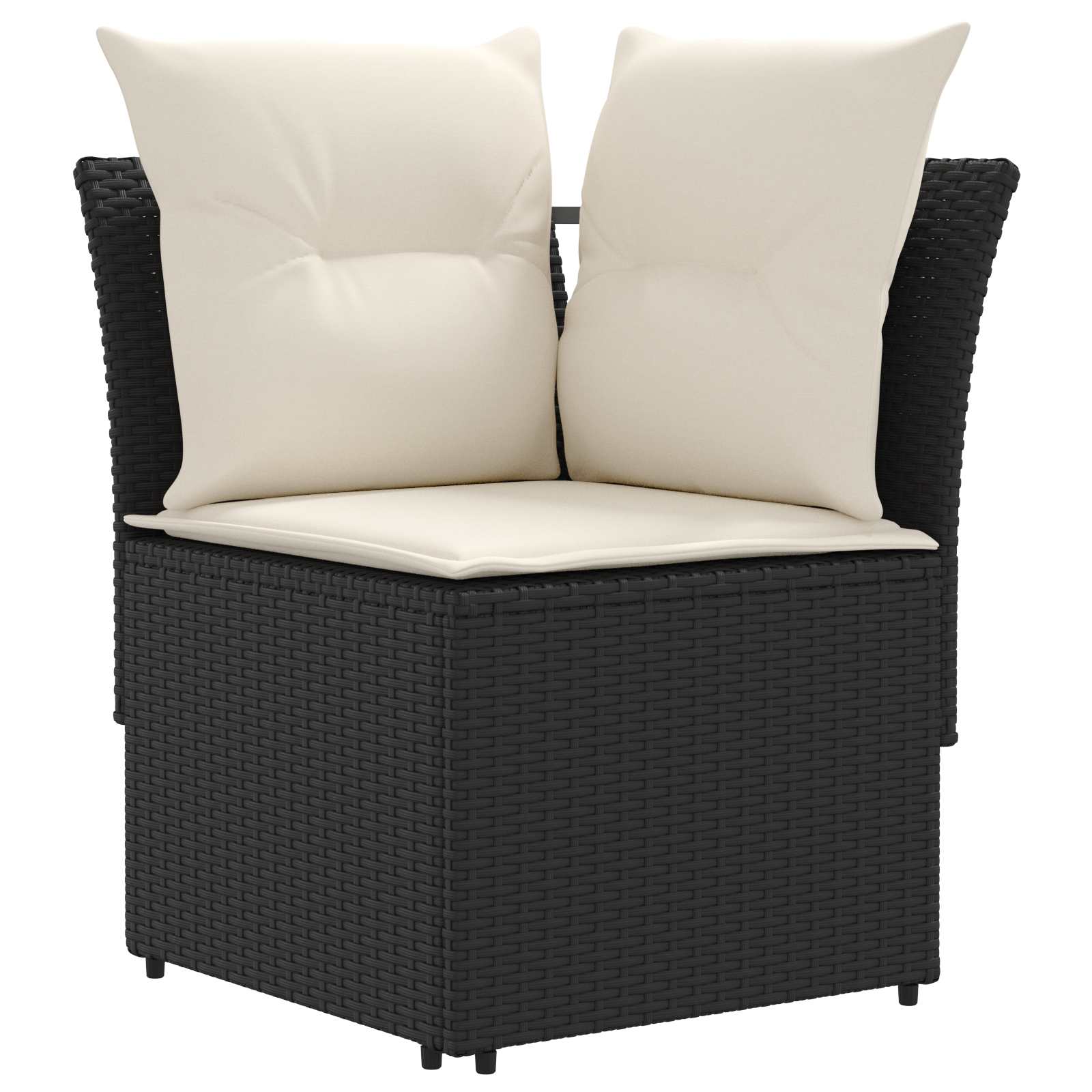 Ensembles de meubles avec oreiller 7 pcs Noir et Crème Rotin PE - XIOS