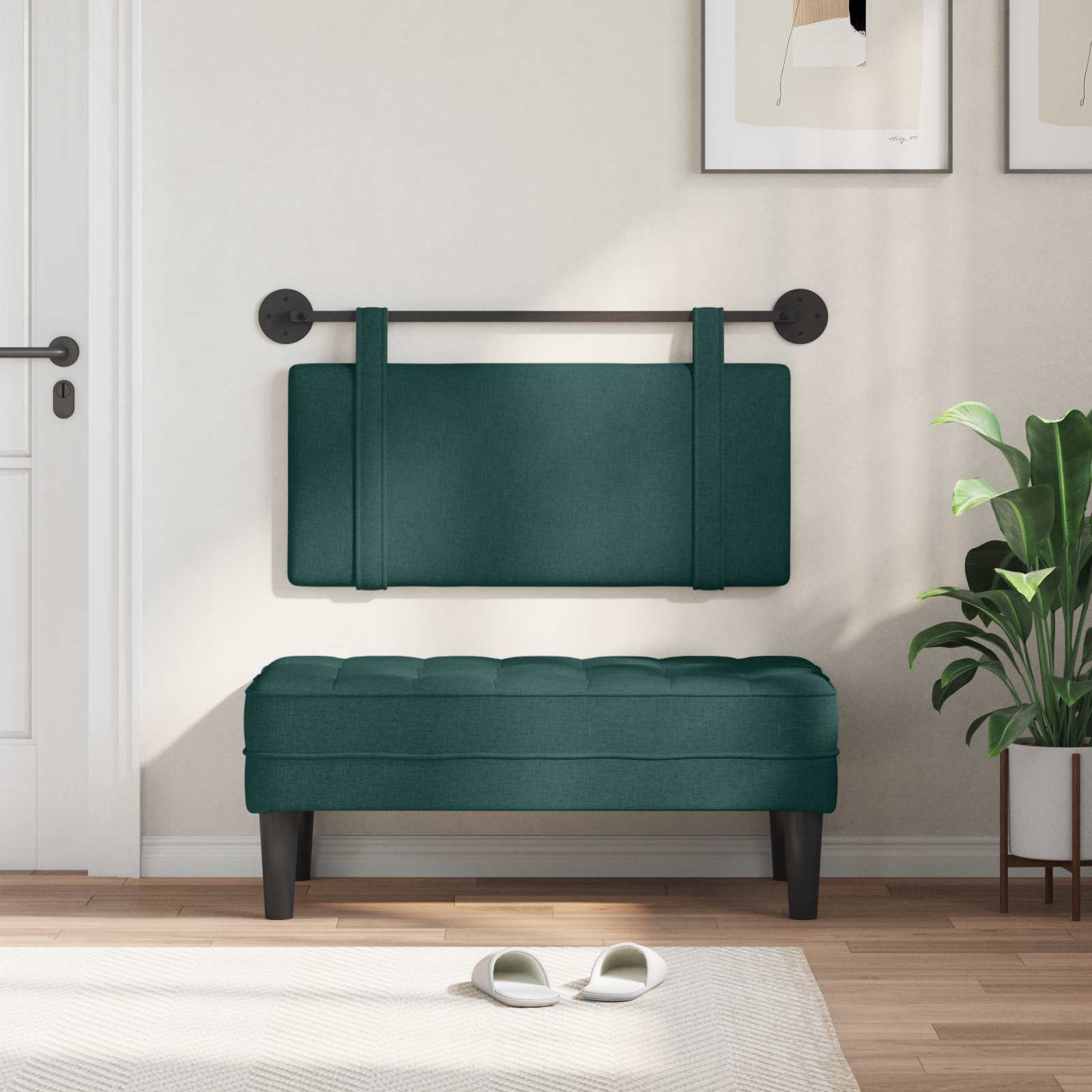 Tête de lit suspendue Uni Vert foncé 100 x 55 x 5 cm tissu - XIOS