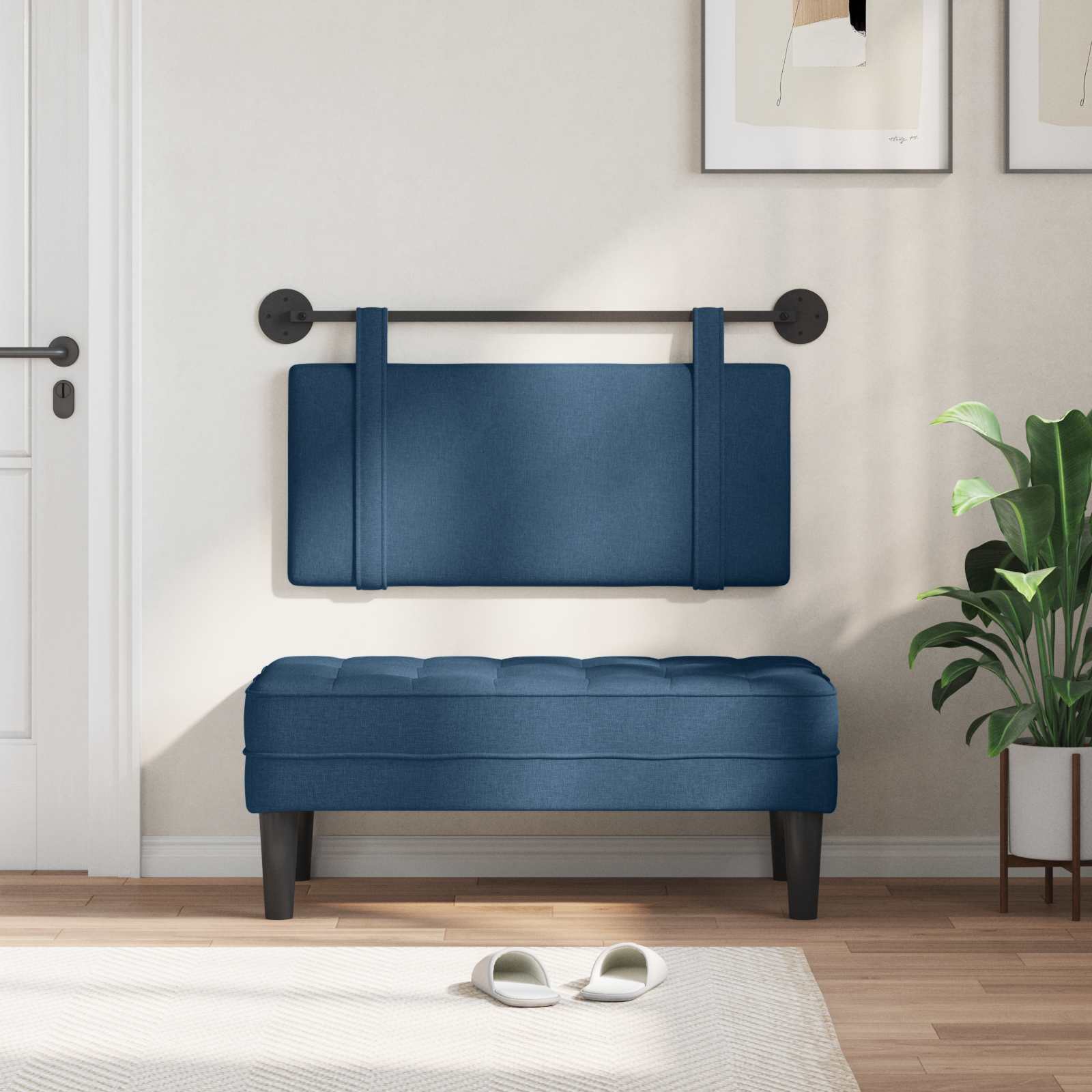 Tête de lit suspendue Montage mural Bleu 100 x 55 x 5 cm tissu - XIOS