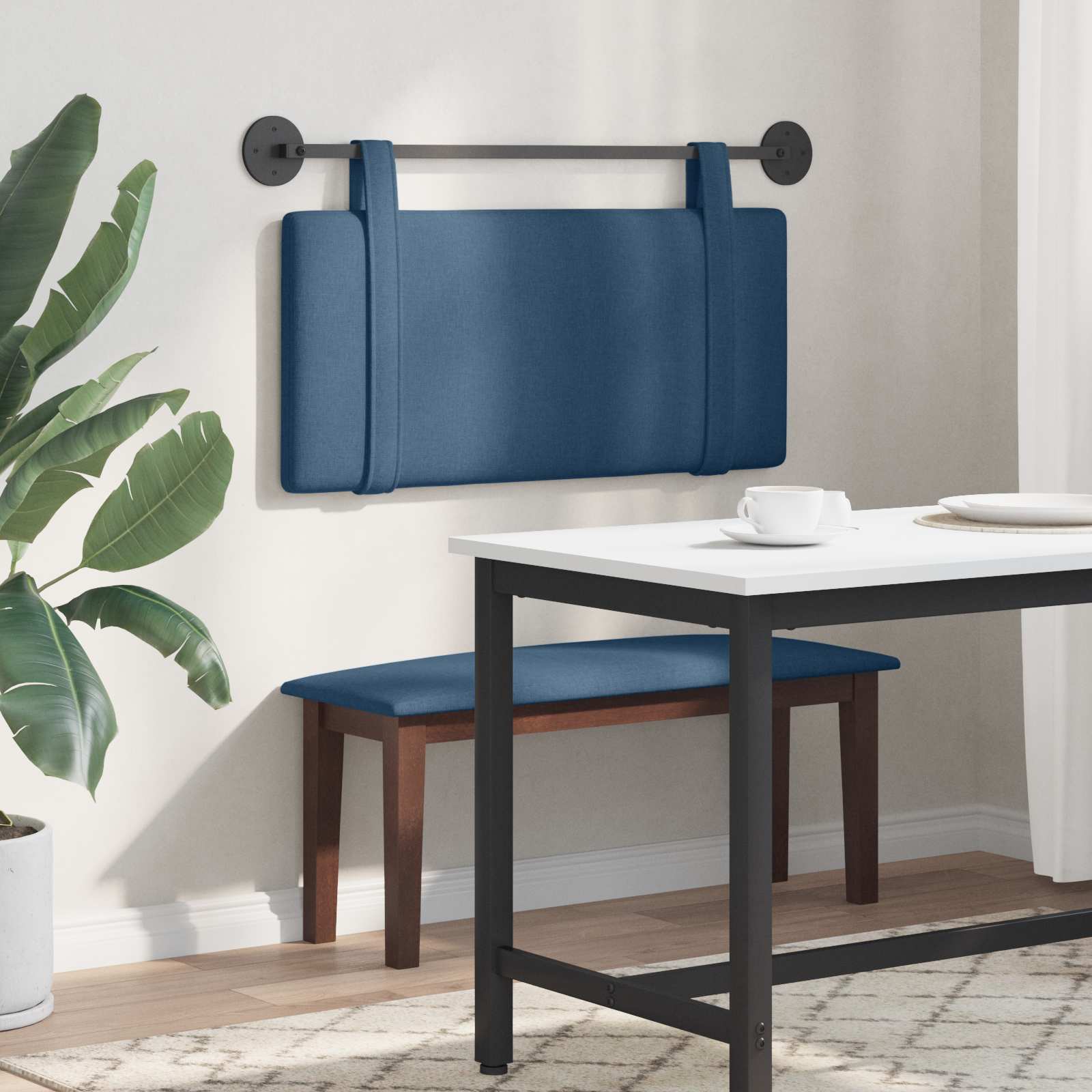 Tête de lit suspendue Montage mural Bleu 100 x 55 x 5 cm tissu - XIOS