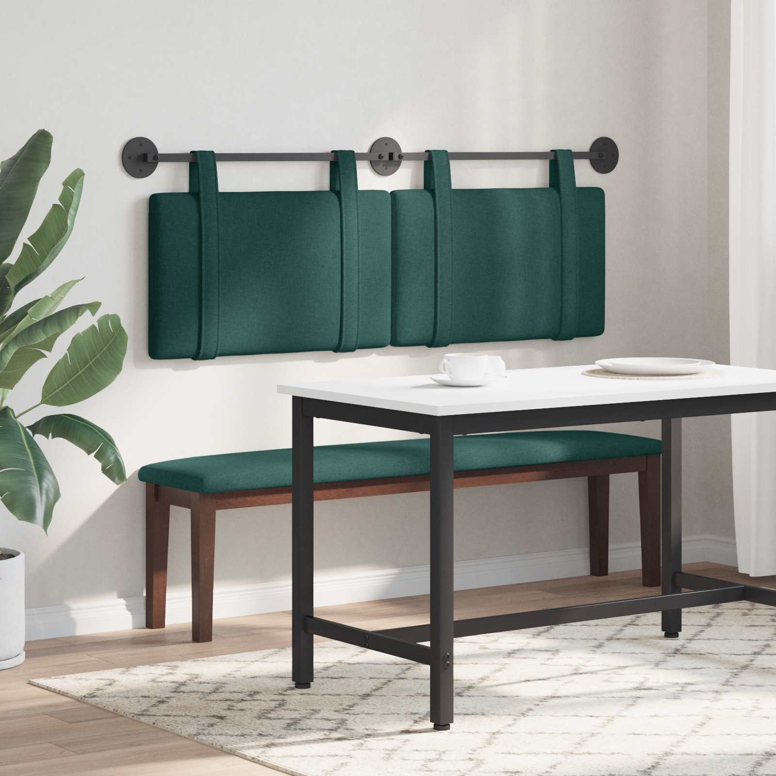 Tête de lit suspendue Vert foncé Tissu