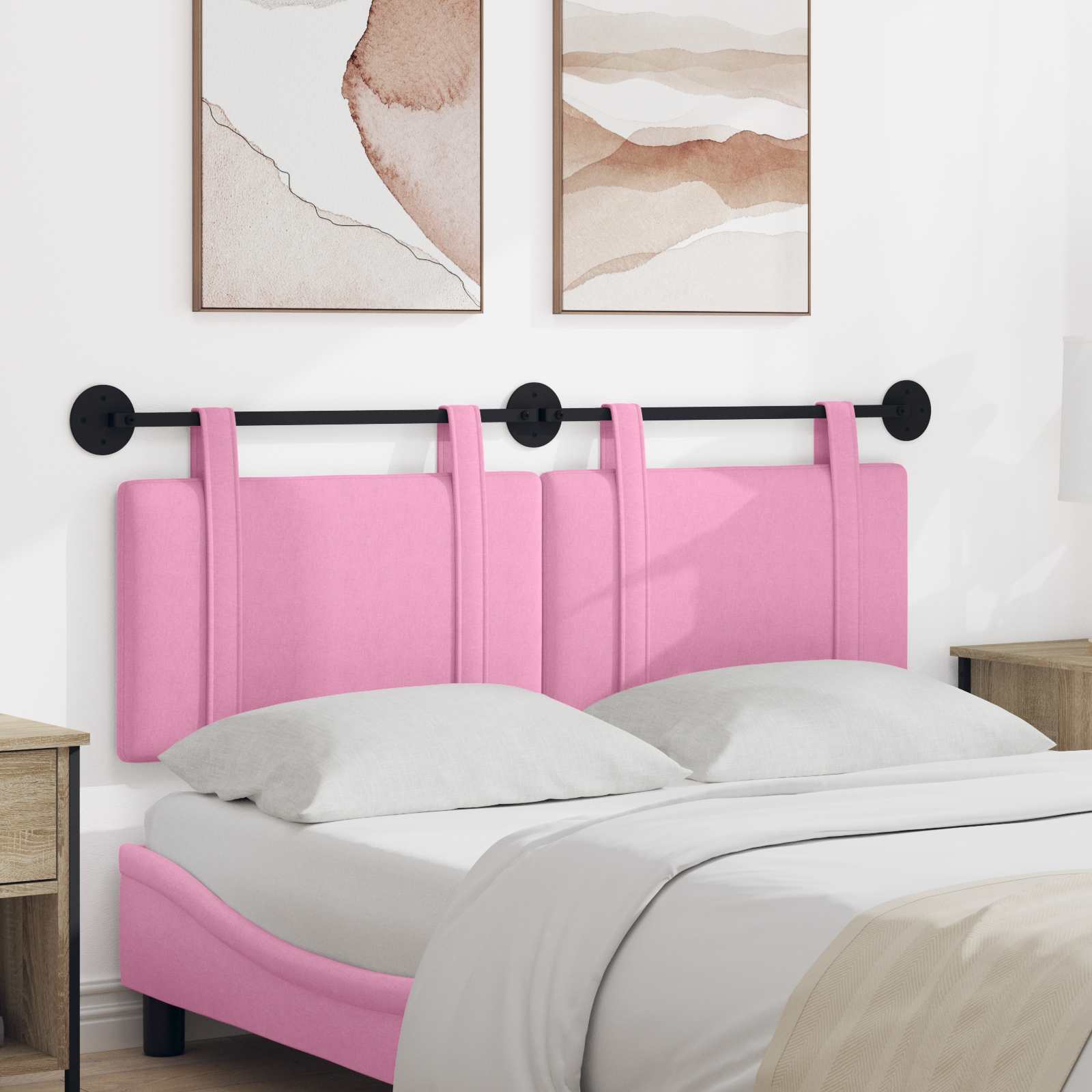 Tête de lit suspendue Rose Tissu