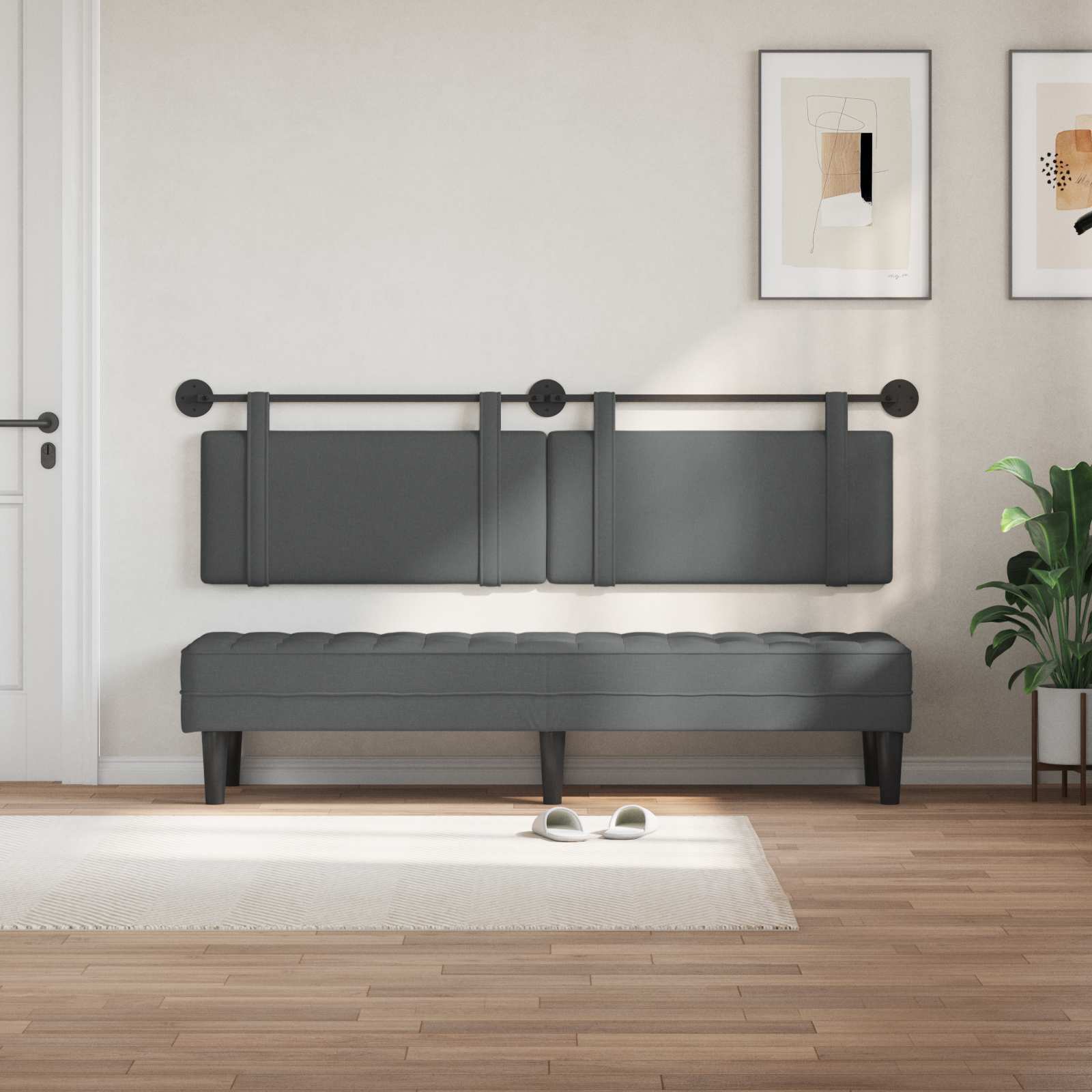 Tête de lit suspendue Uni Gris foncé 170 x 55 x 5 cm tissu - XIOS