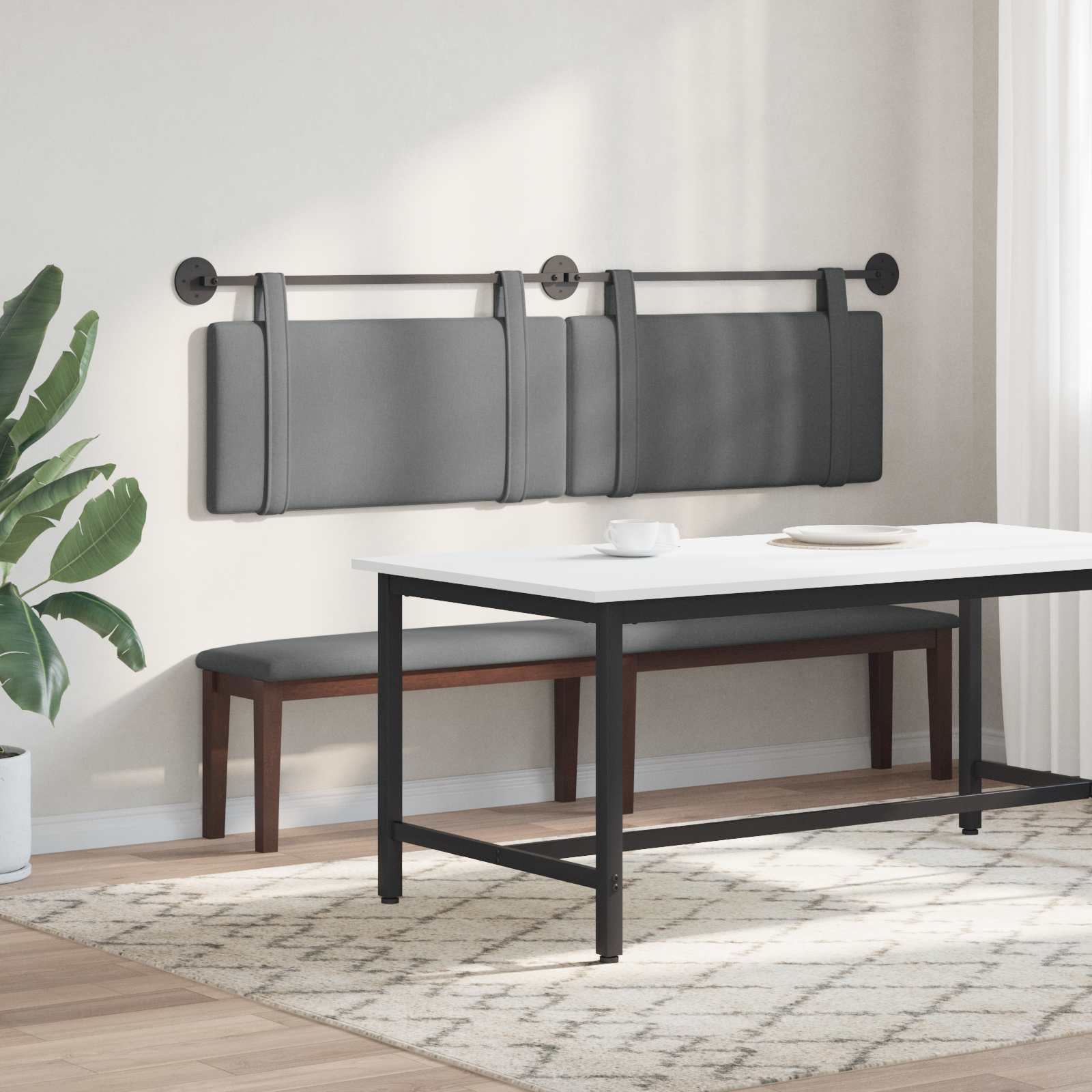 Tête de lit suspendue Uni Gris foncé 170 x 55 x 5 cm tissu - XIOS