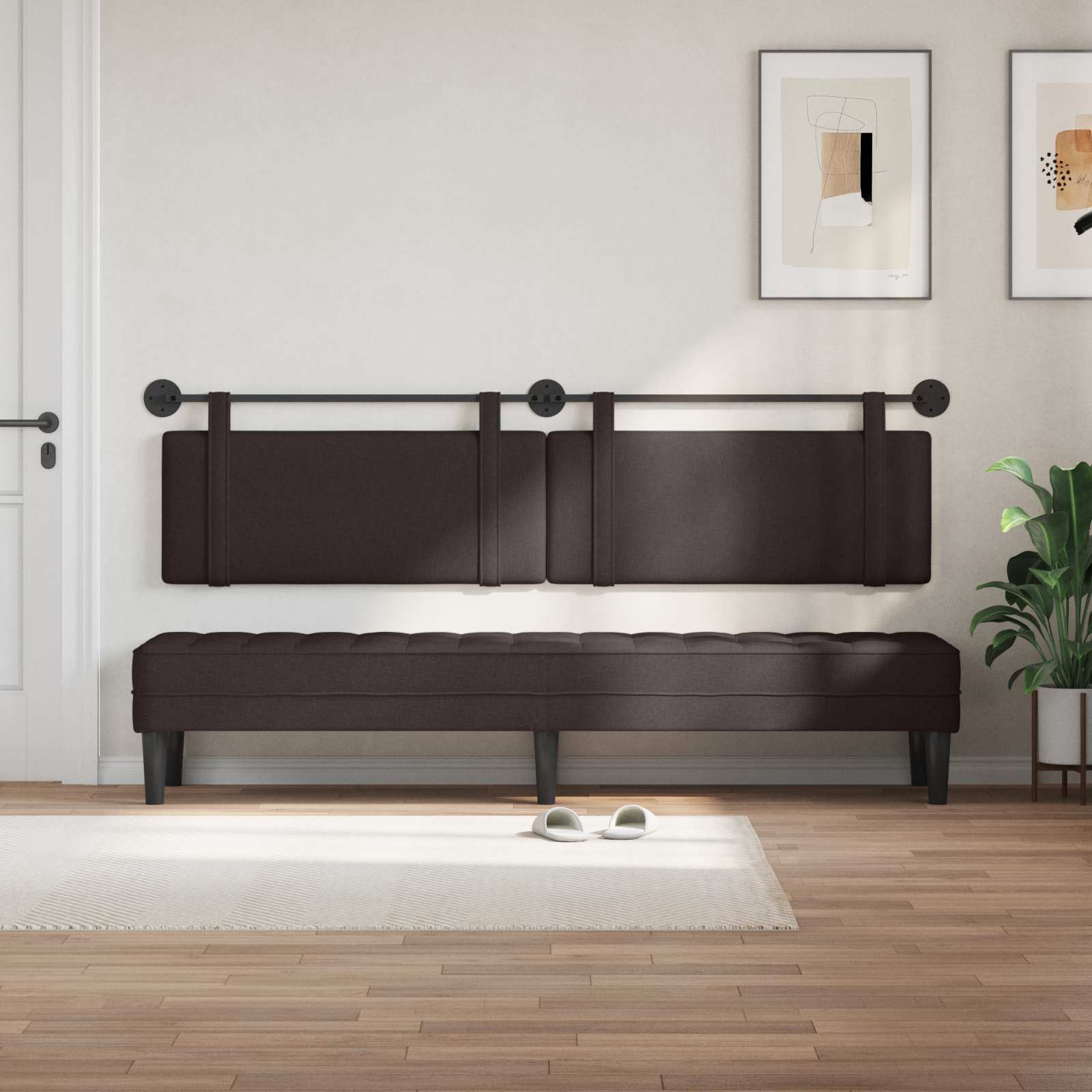Tête de lit suspendue Marron foncé Tissu - XIOS