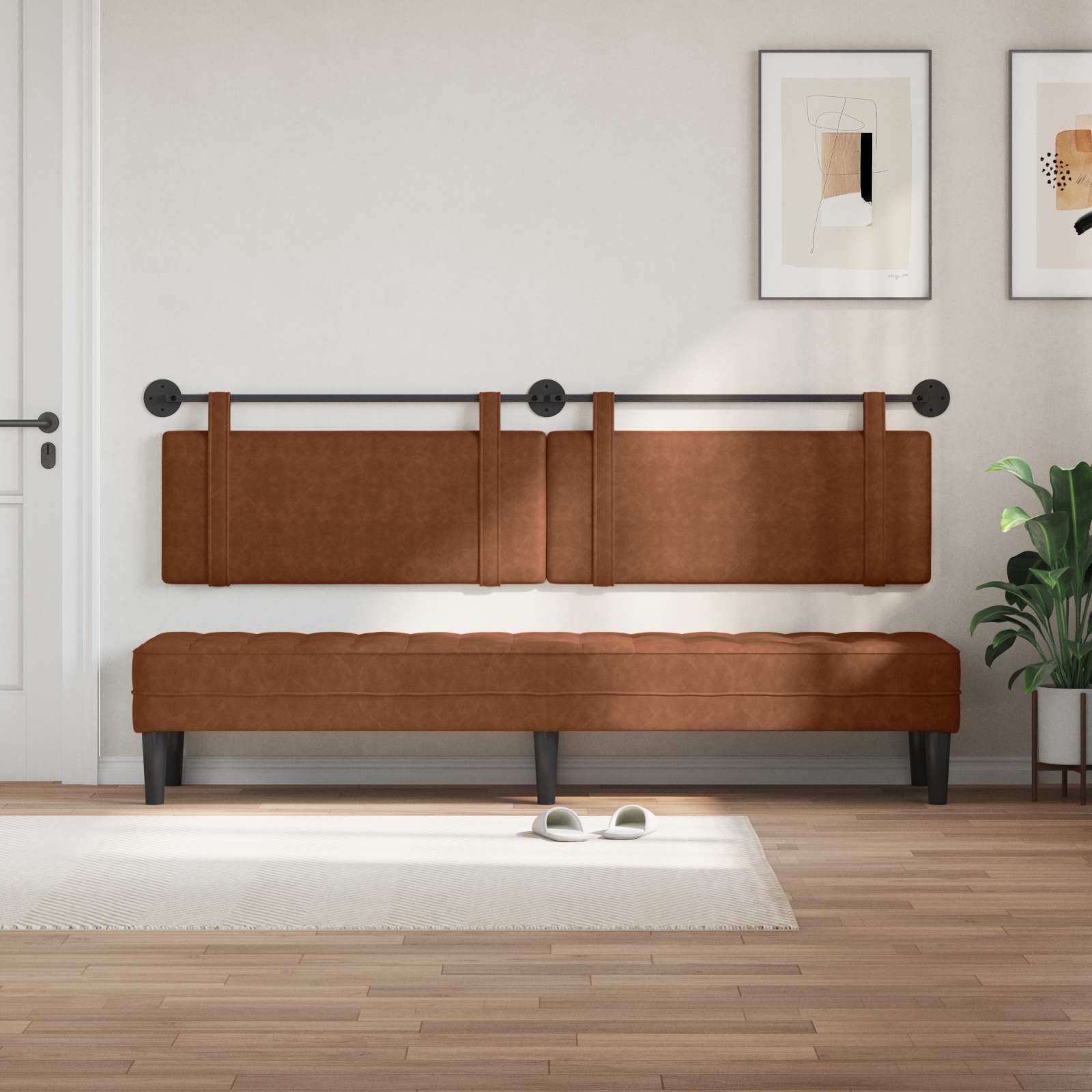 Tête de lit suspendue Uni Marron 210 x 55 x 5 cm PU antique - XIOS