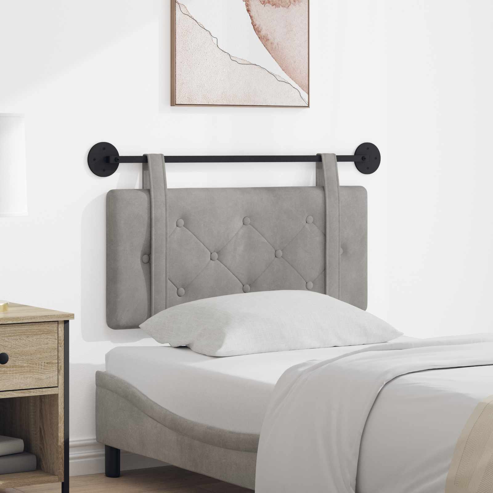 Tête de lit suspendue Gris clair 90 x 55 x 5 cm Velours - XIOS