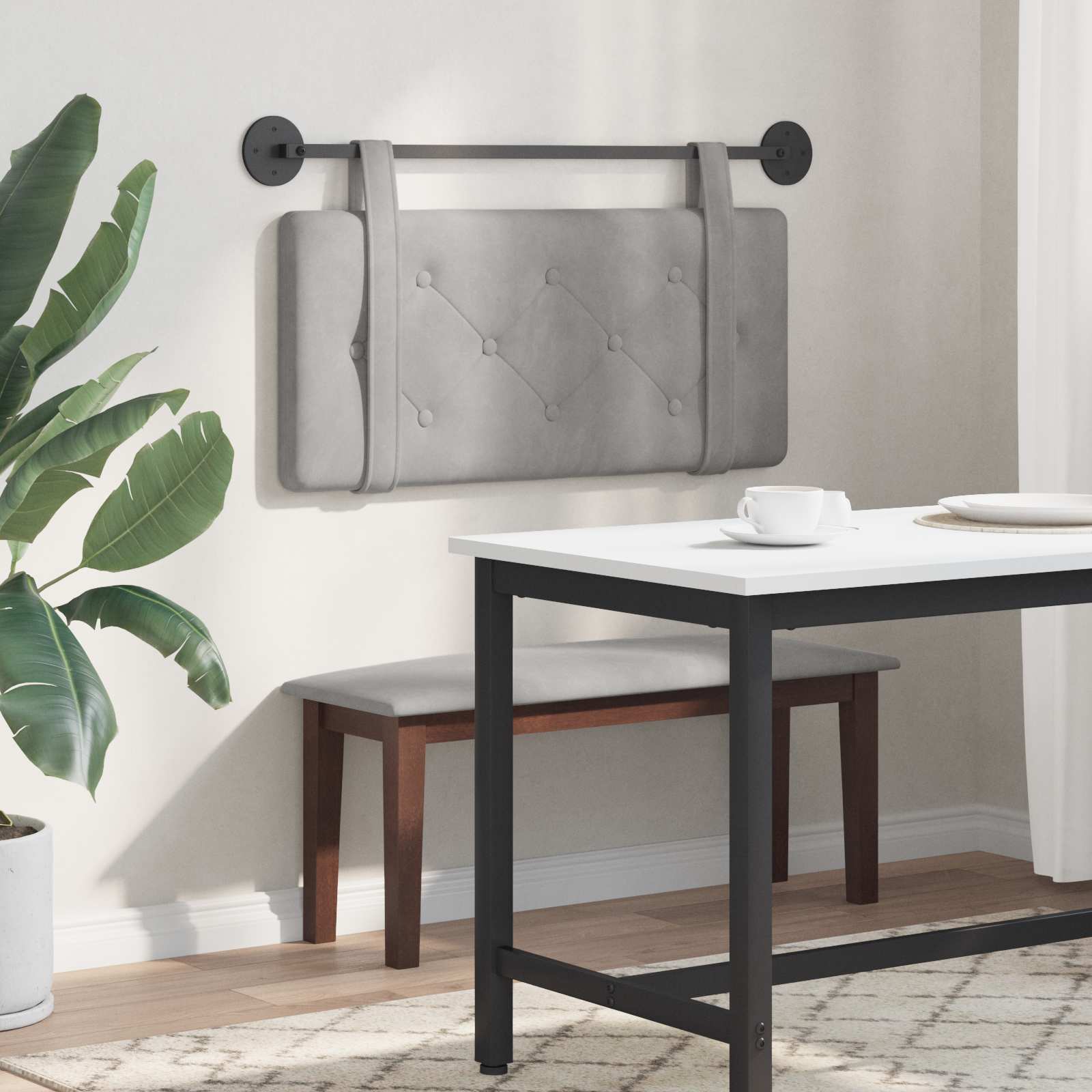 Tête de lit suspendue Gris clair 90 x 55 x 5 cm Velours - XIOS