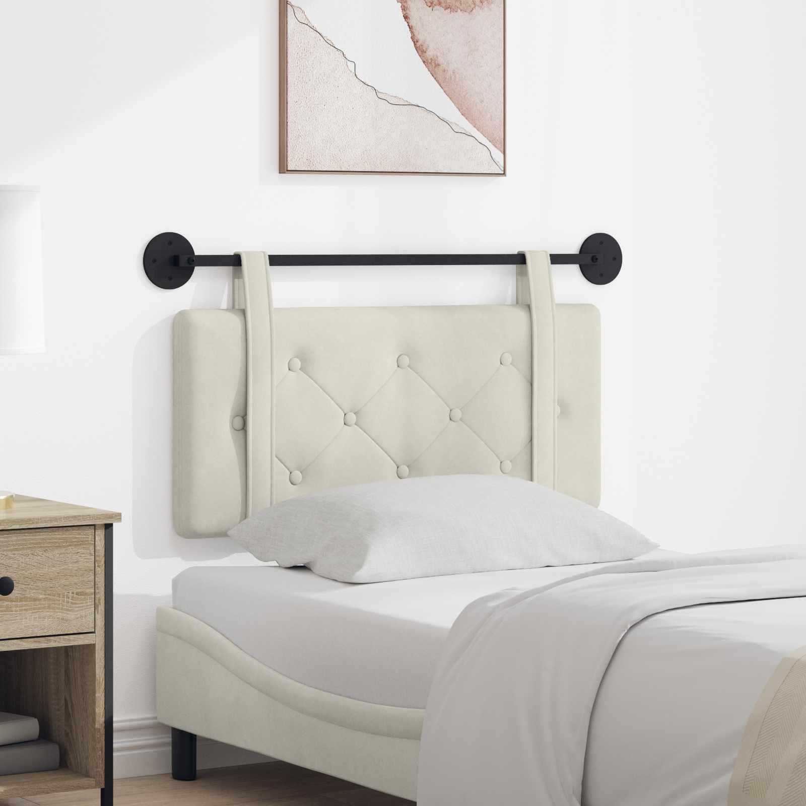 Tête de lit suspendue Crème 90 x 55 x 5 cm Velours - XIOS