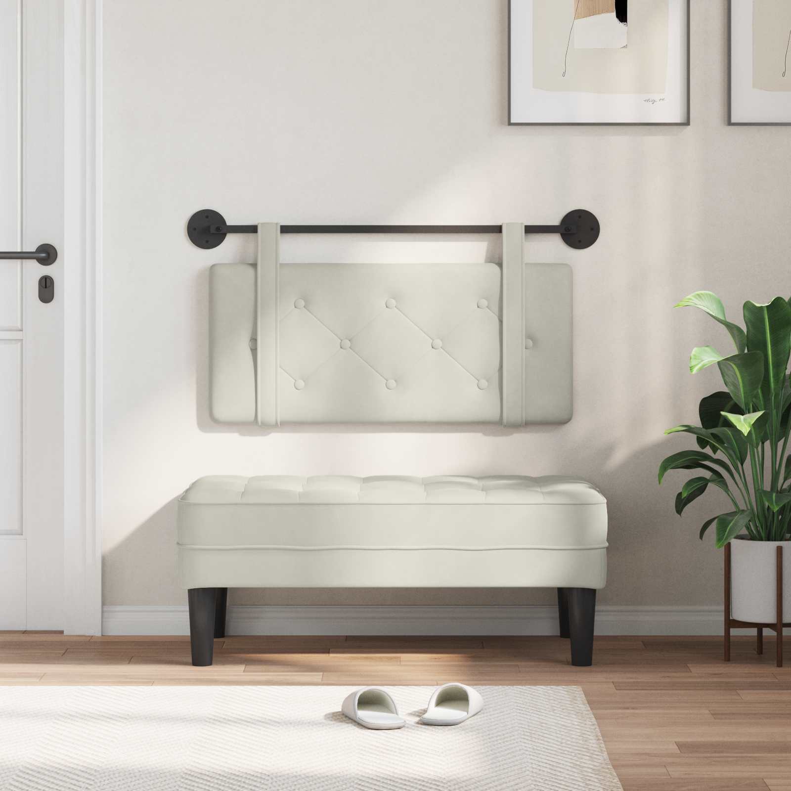 Tête de lit suspendue Crème 90 x 55 x 5 cm Velours - XIOS
