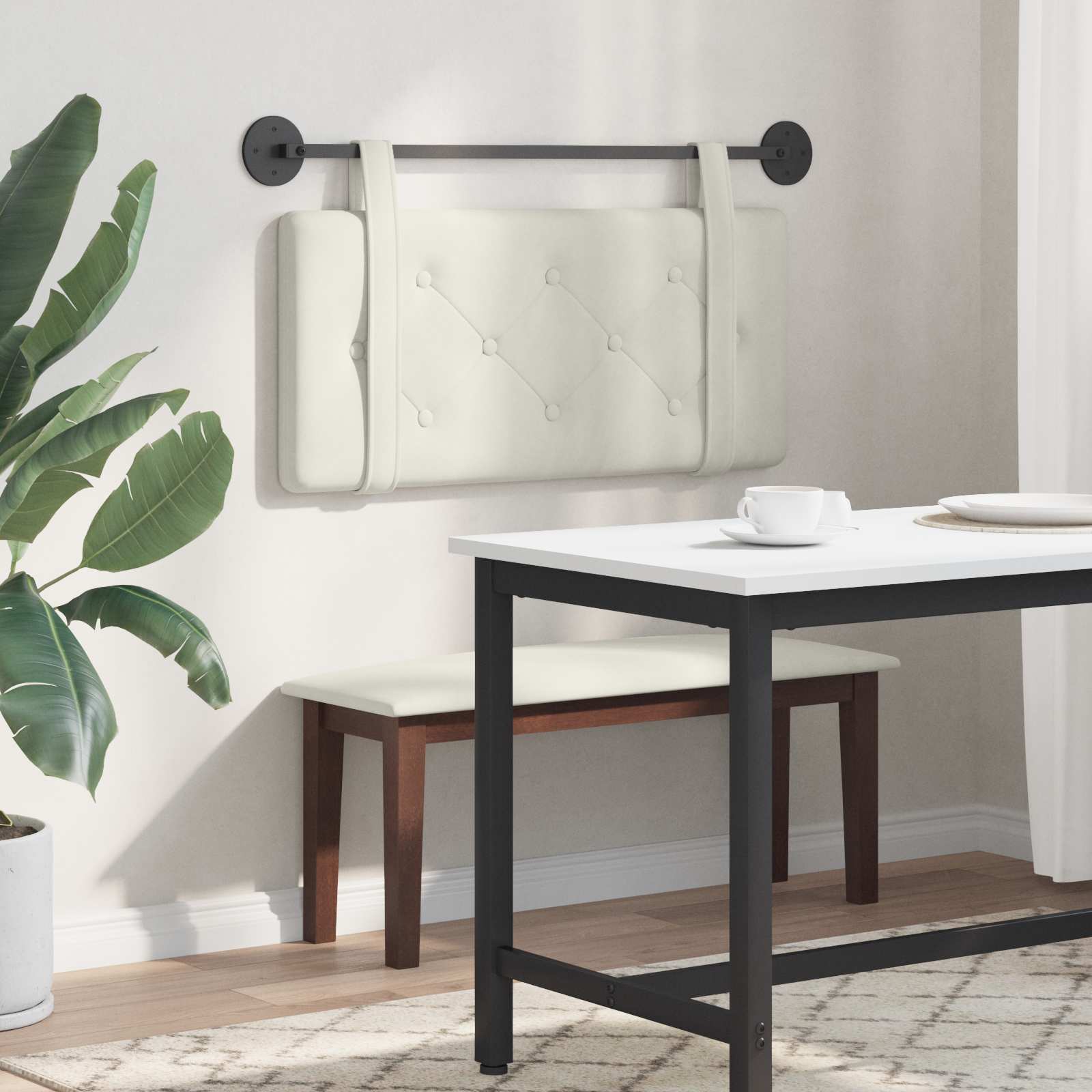 Tête de lit suspendue Crème 90 x 55 x 5 cm Velours - XIOS