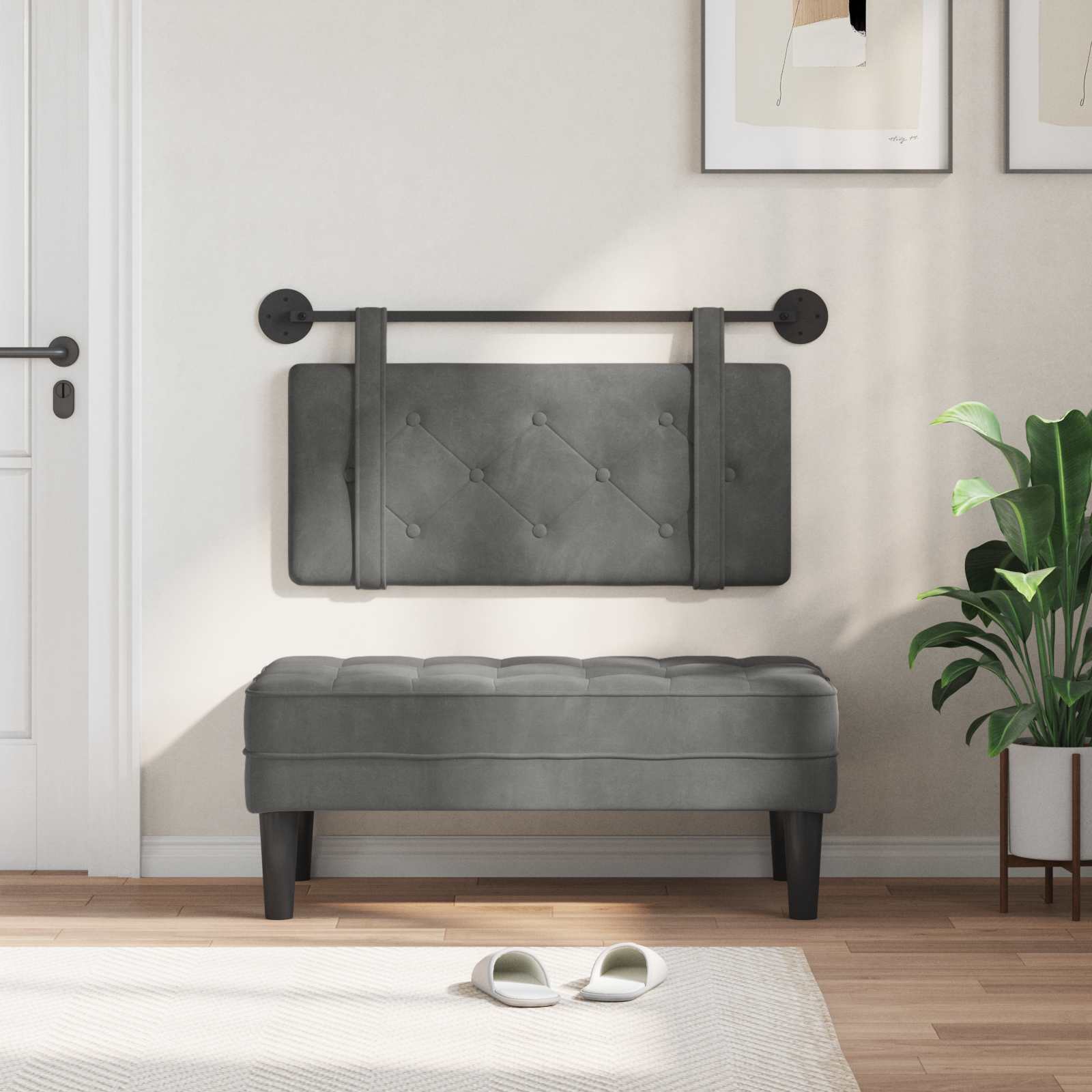 Tête de lit suspendue Gris foncé 100 x 55 x 5 cm Velours - XIOS