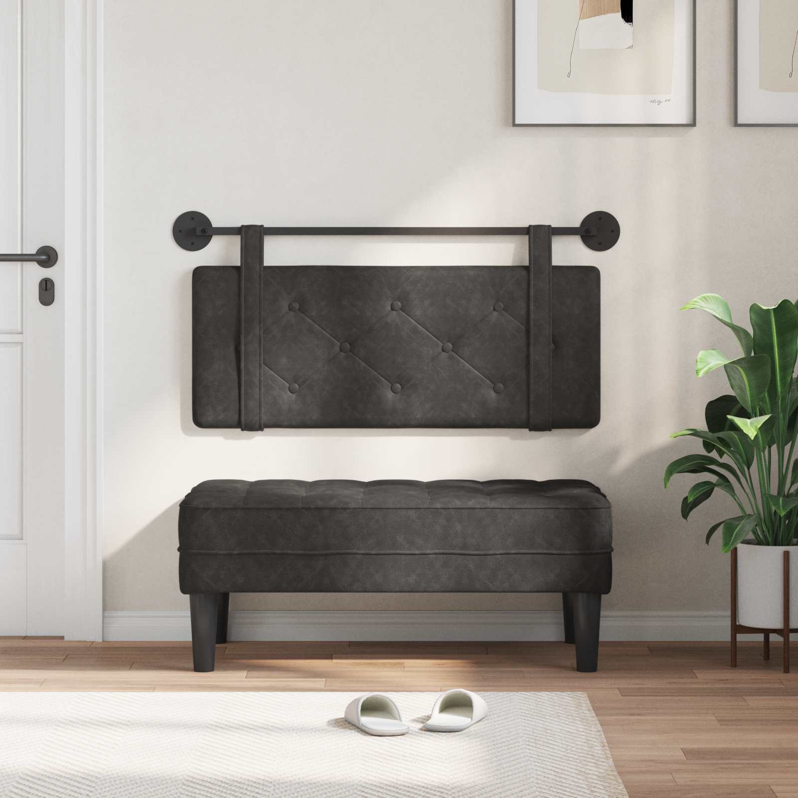 Tête de lit suspendue Montage mural Noir 100 cm PU antique - XIOS