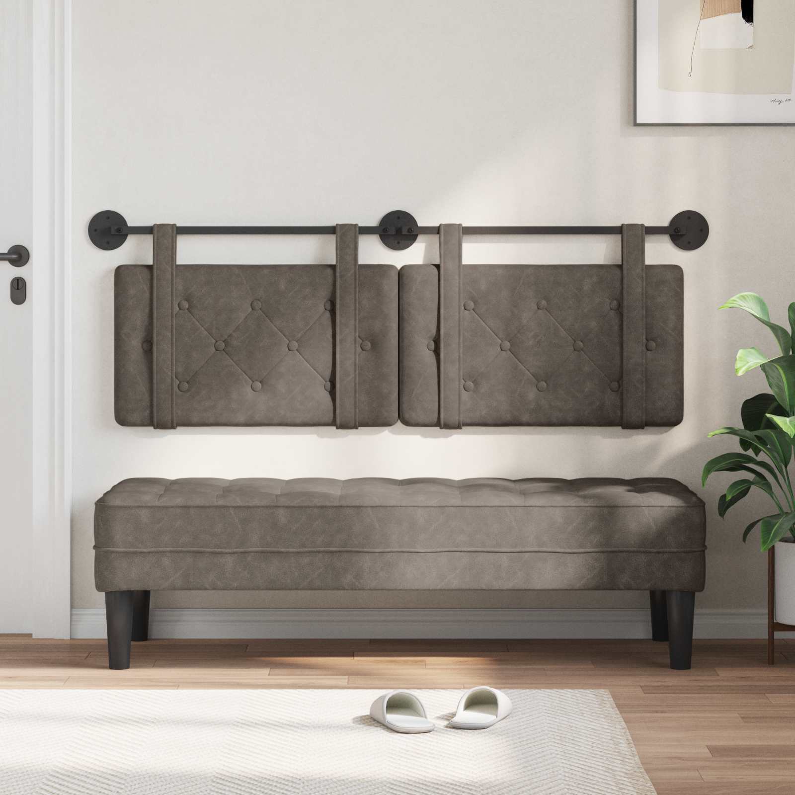 Tête de lit suspendue Gris 130 x 55 x 5 cm PU antique - XIOS