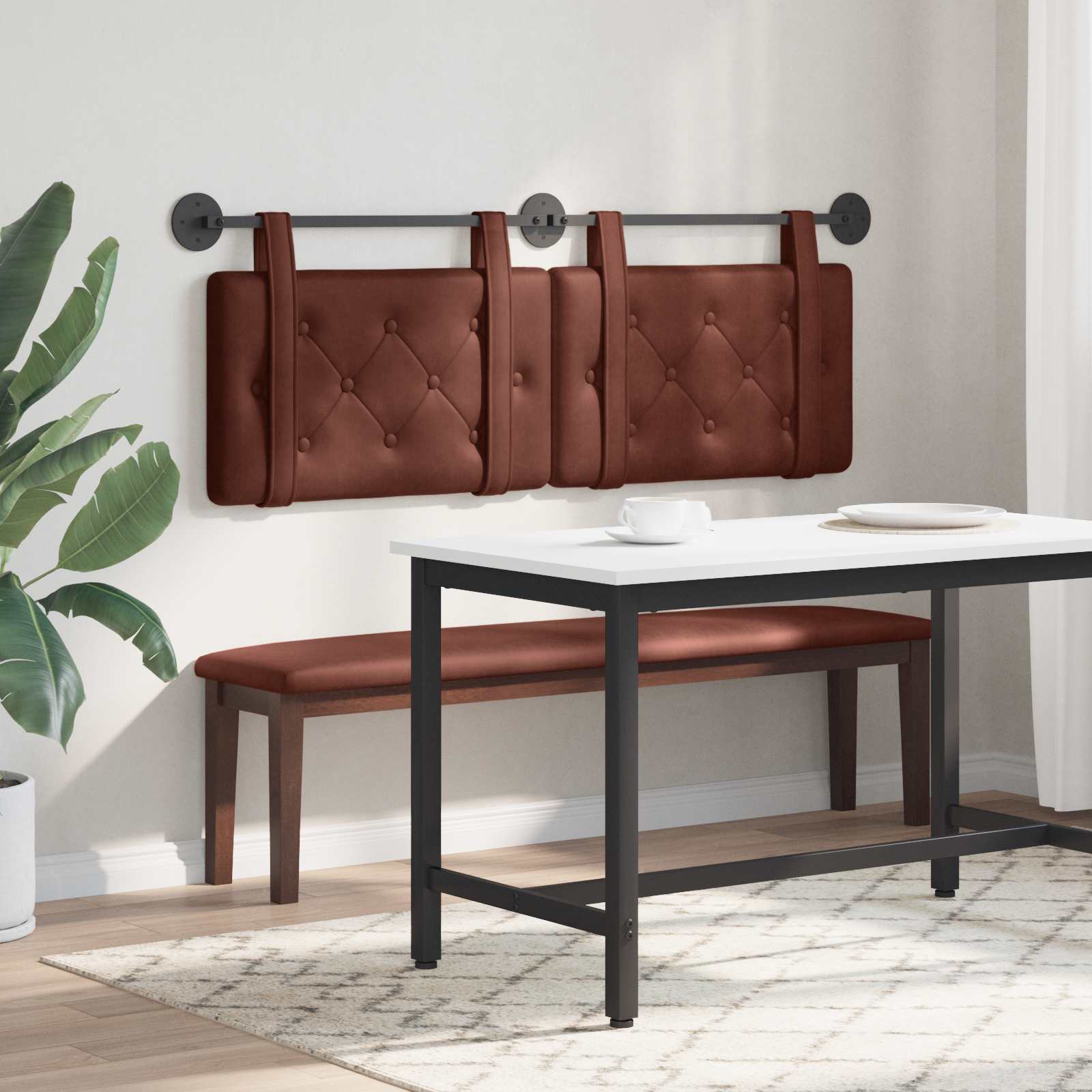 Tête de lit suspendue Brun Brillant 130 x 55 x 5 cm PU antique - XIOS