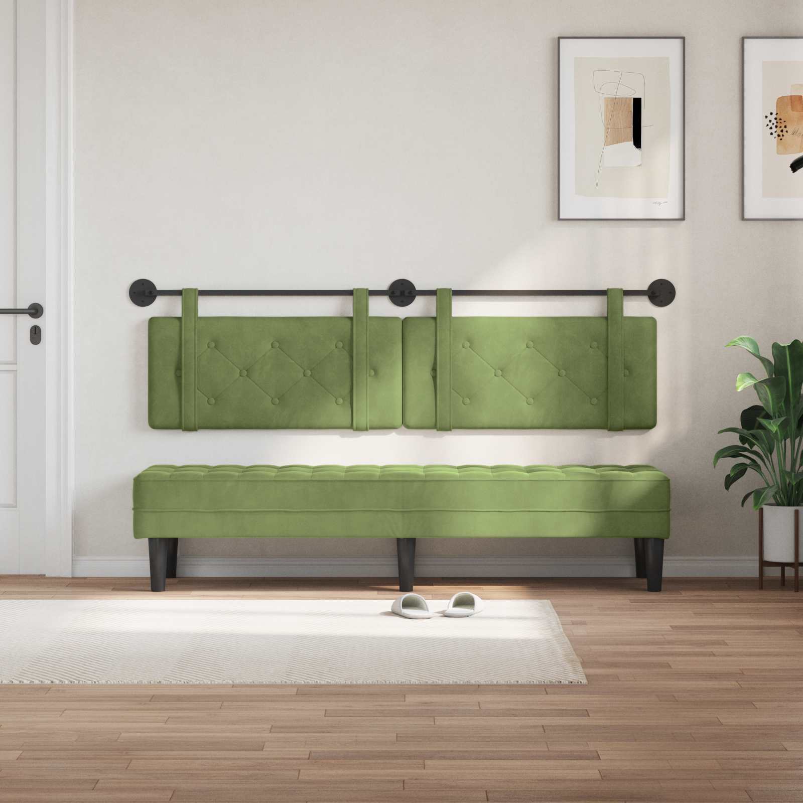 Tête de lit suspendue Vert clair 170 x 55 x 5 cm Velours - XIOS
