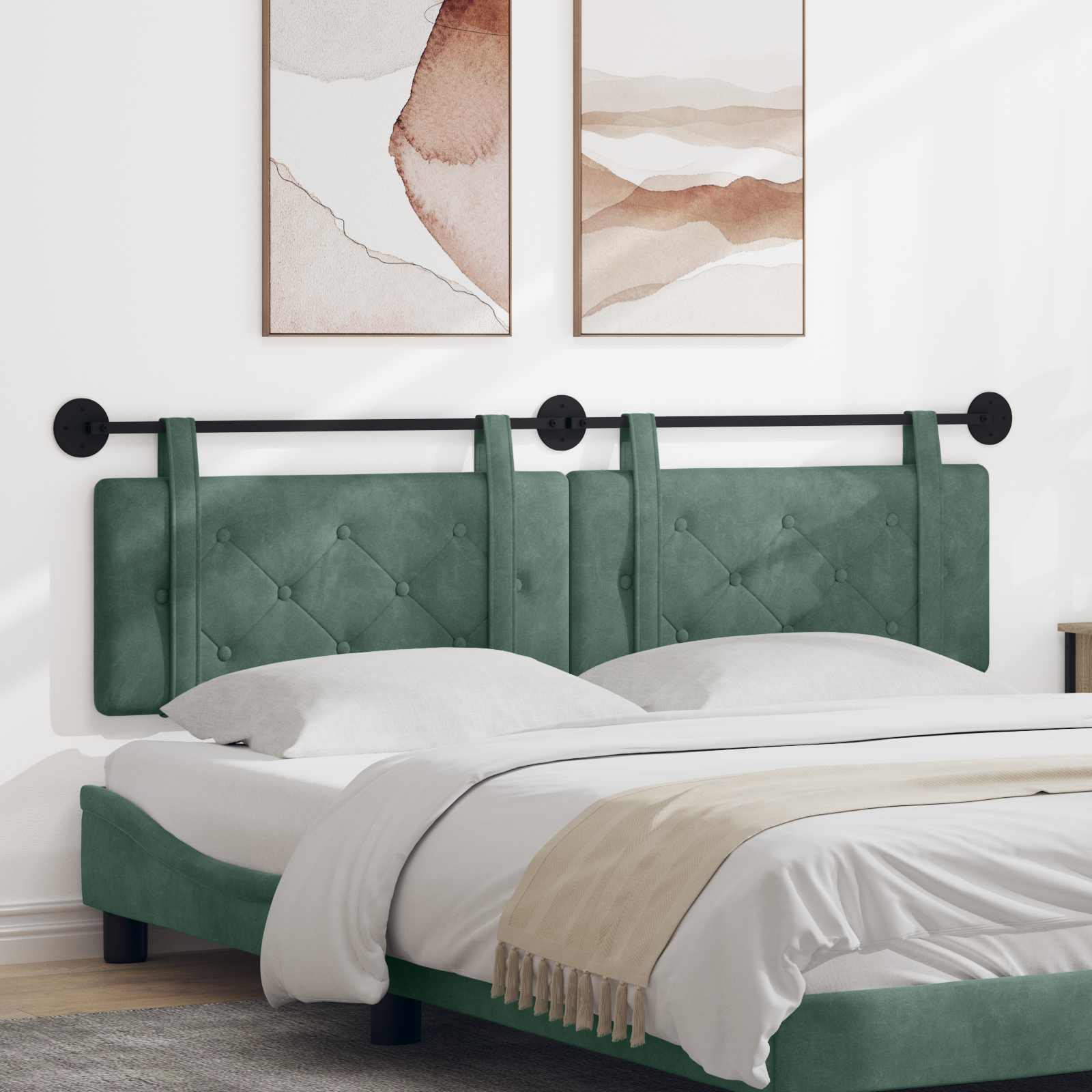 Tête de lit suspendue Vert Mer 170 x 55 x 5 cm Velours - XIOS