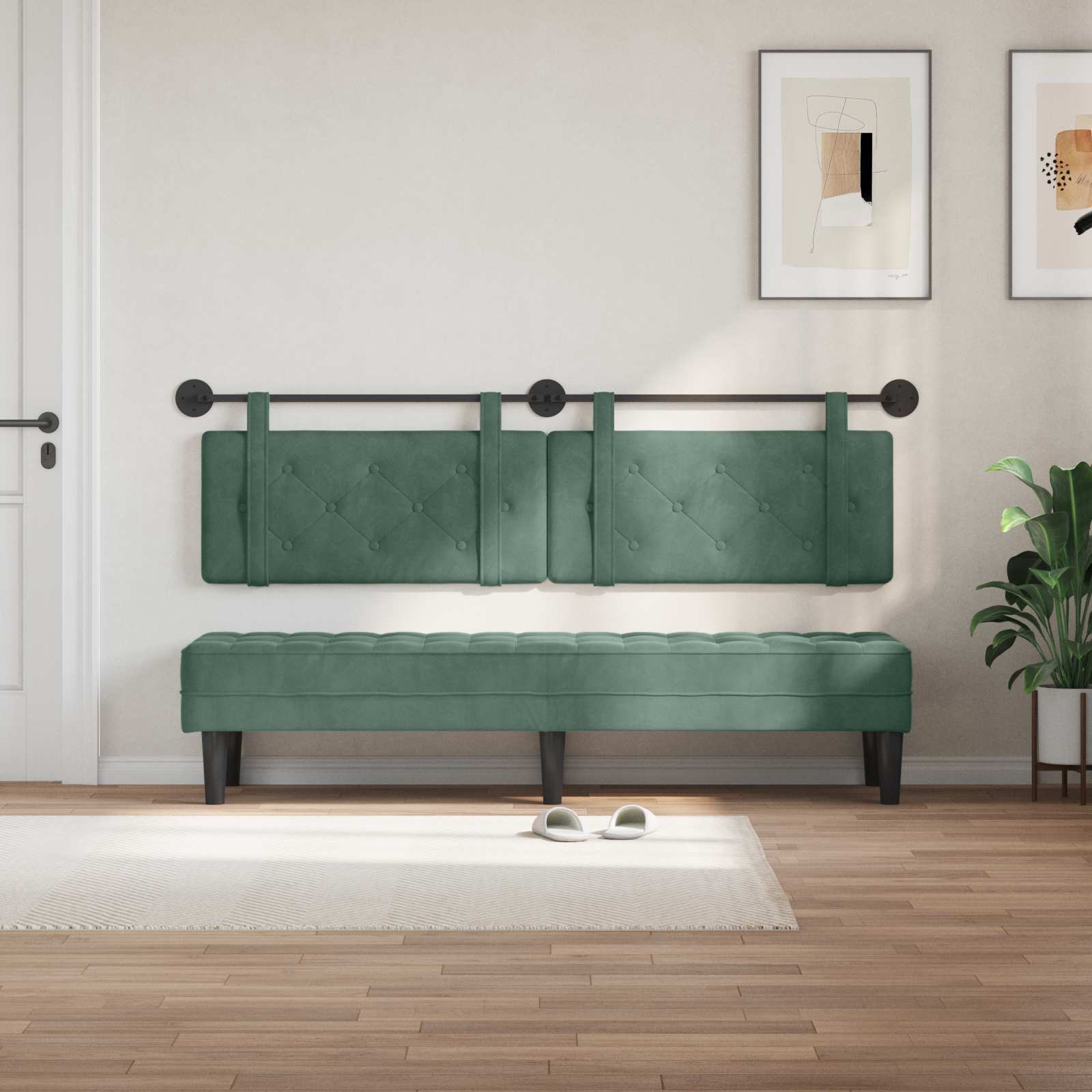 Tête de lit suspendue Vert Mer 170 x 55 x 5 cm Velours - XIOS