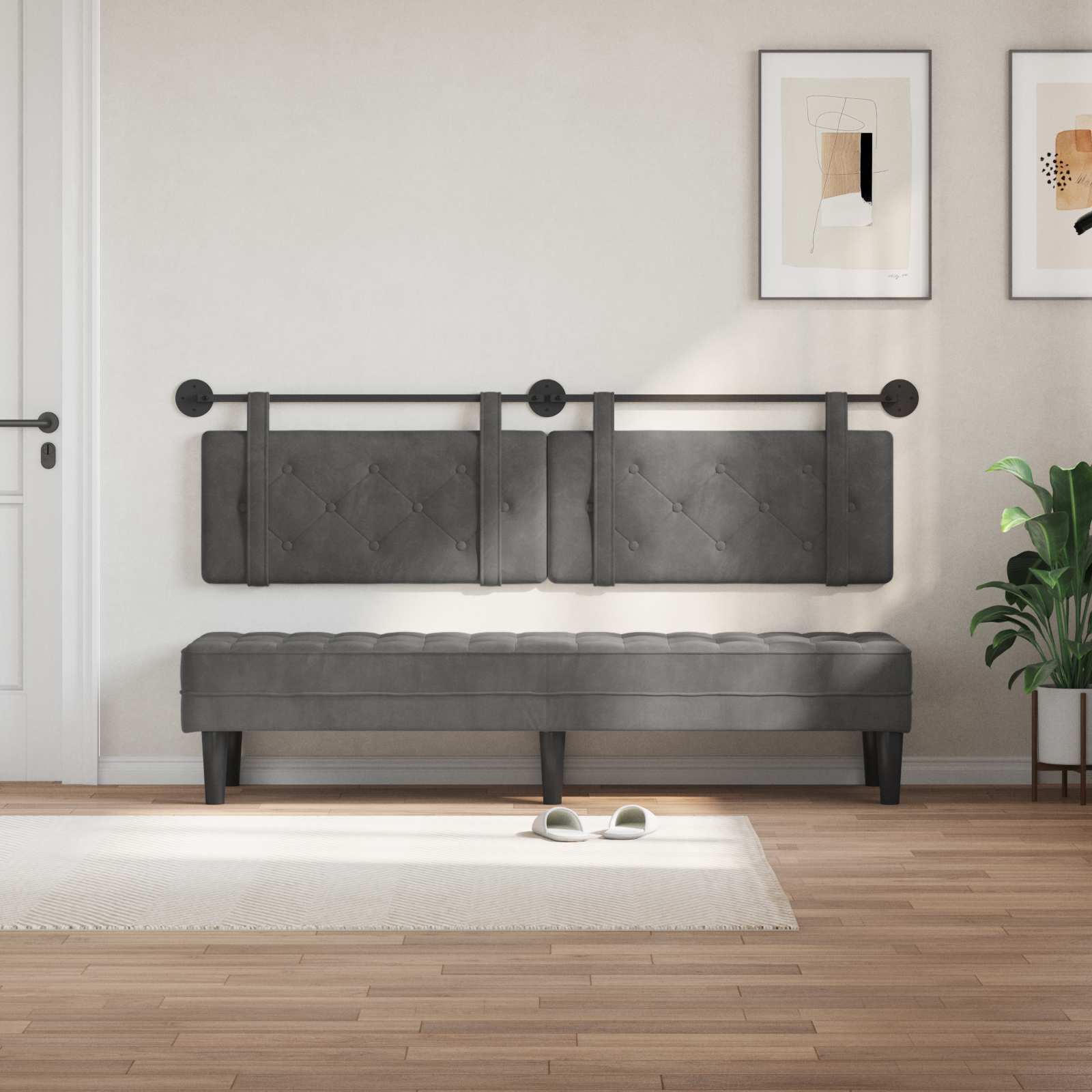 Tête de lit suspendue Gris foncé Velours - XIOS