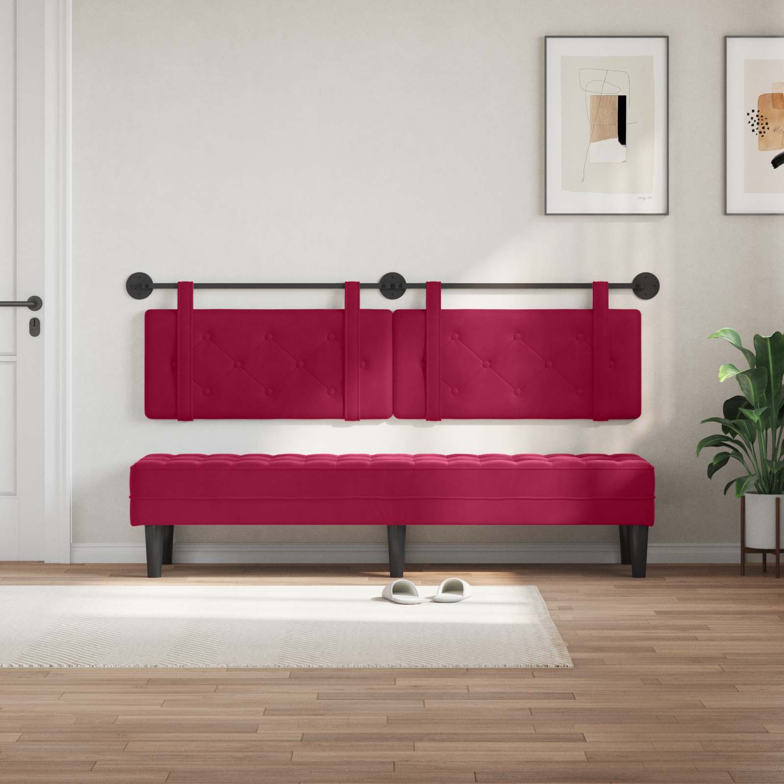 Tête de lit suspendue Bordeaux Velours - XIOS