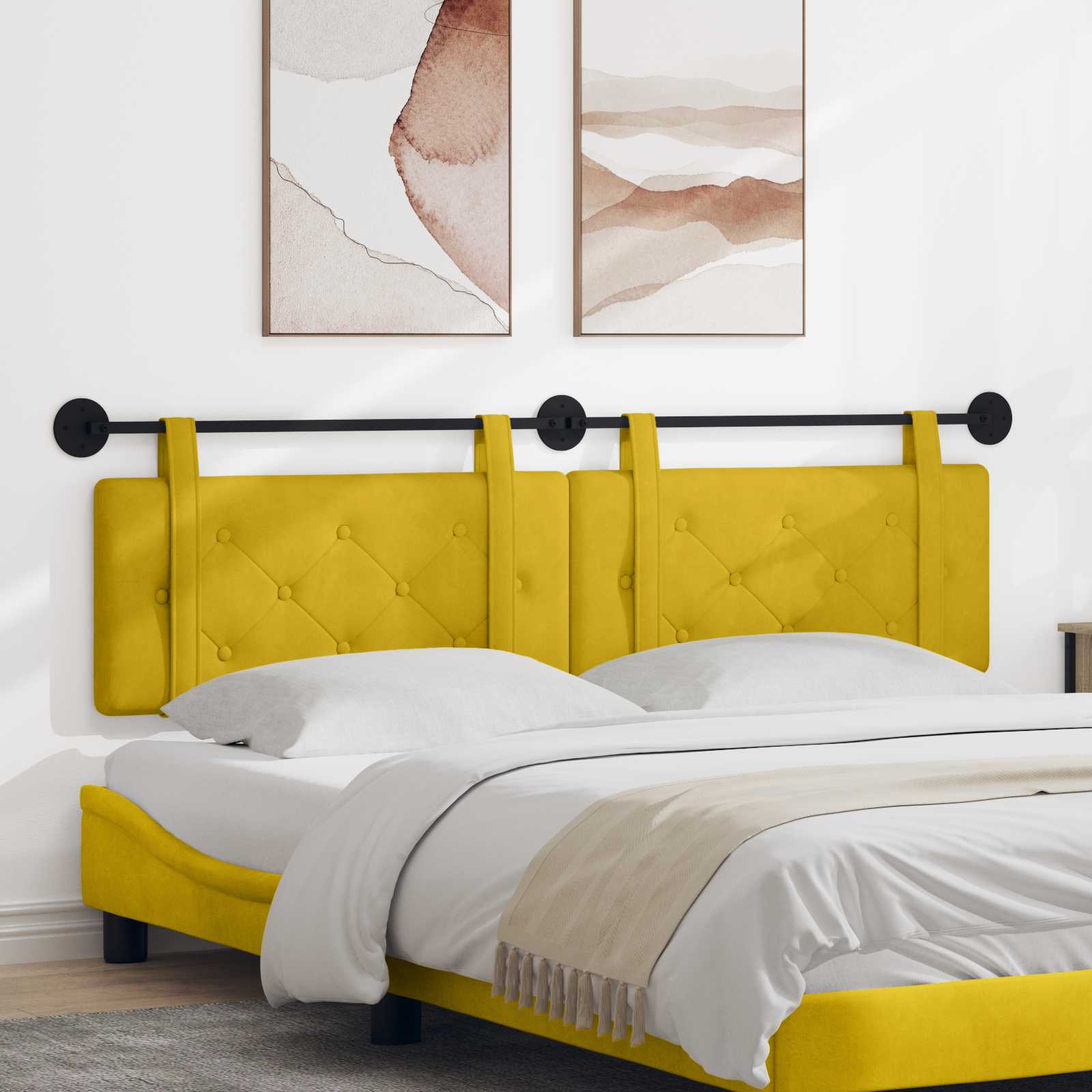 Tête de lit suspendue Jaune Velours - XIOS