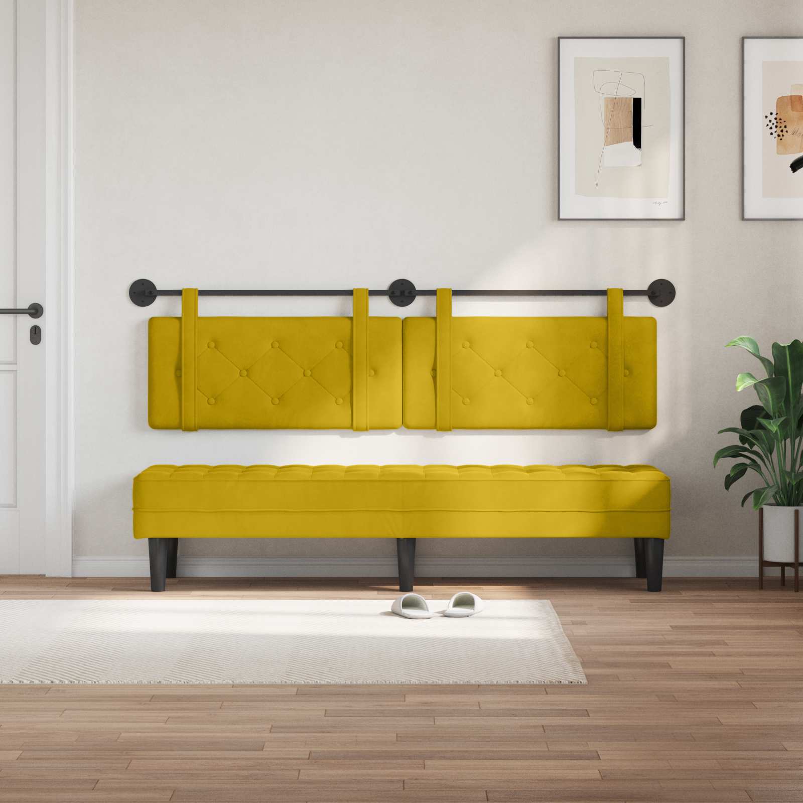Tête de lit suspendue Jaune Velours - XIOS