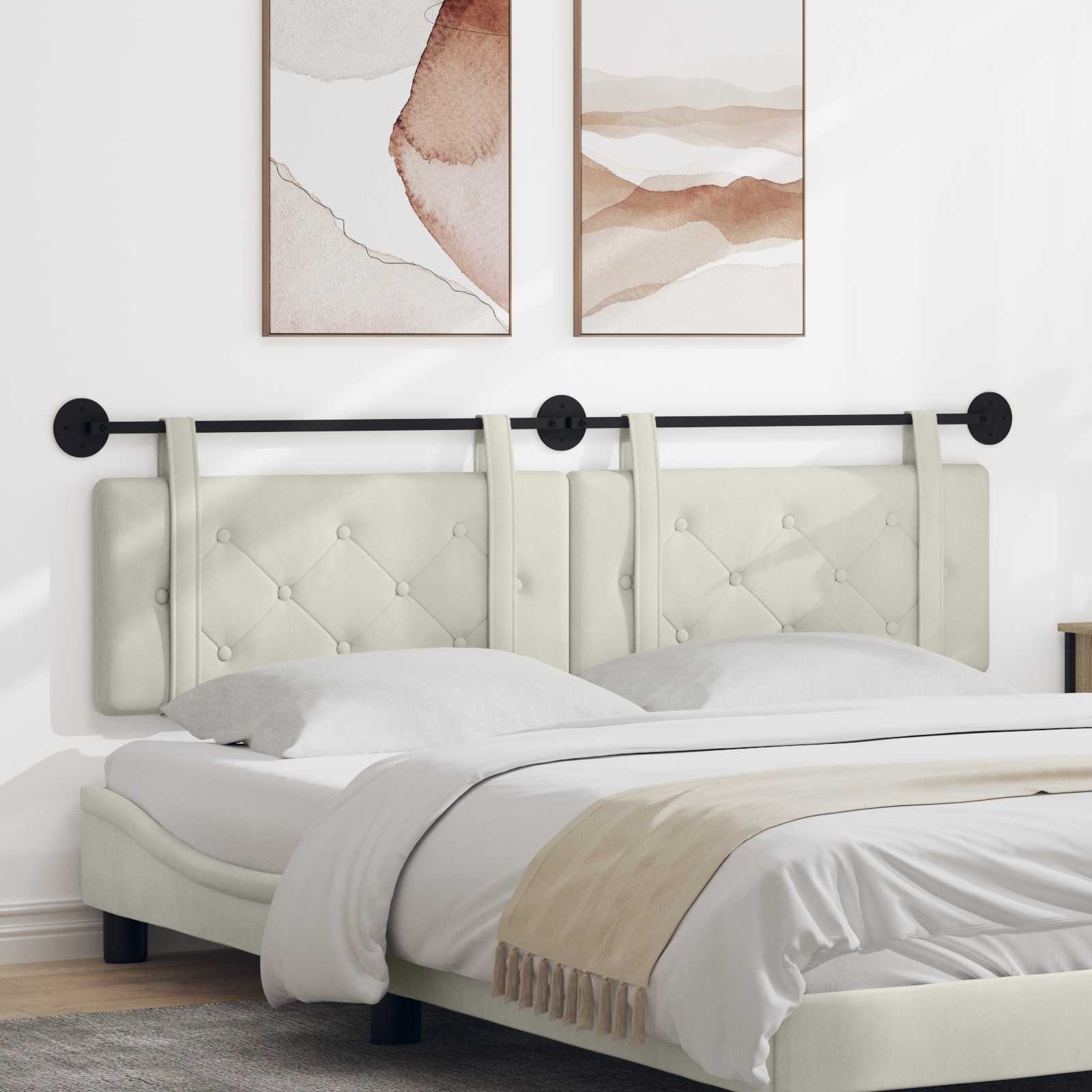 Tête de lit suspendue Crème 190 x 55 x 5 cm Velours - XIOS