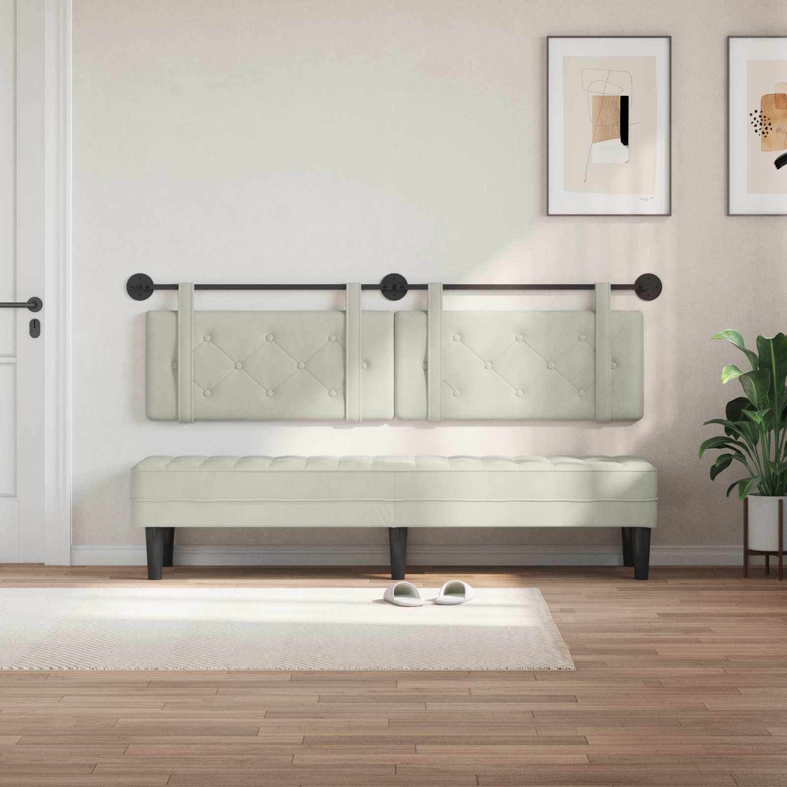 Tête de lit suspendue Crème 190 x 55 x 5 cm Velours - XIOS